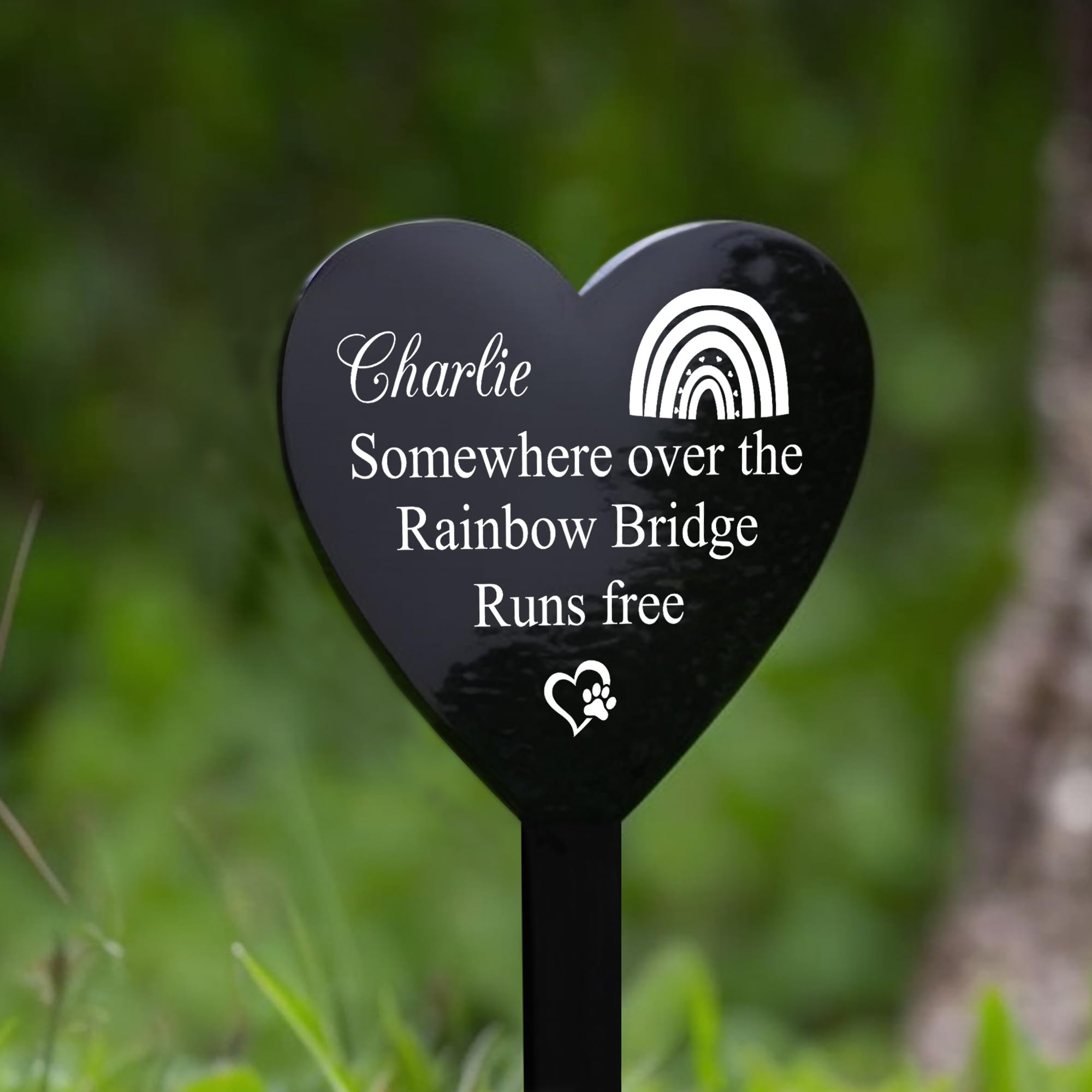 Personalised Dog Memorial Gifts Custom Pet Memorial Plaques Pet Bereavement Gifts with Any Photo & Name Grave Marker Grave Plaque Gifts for Loss of Dog Cat Pet Horse (Over The Rainbow Bridge)