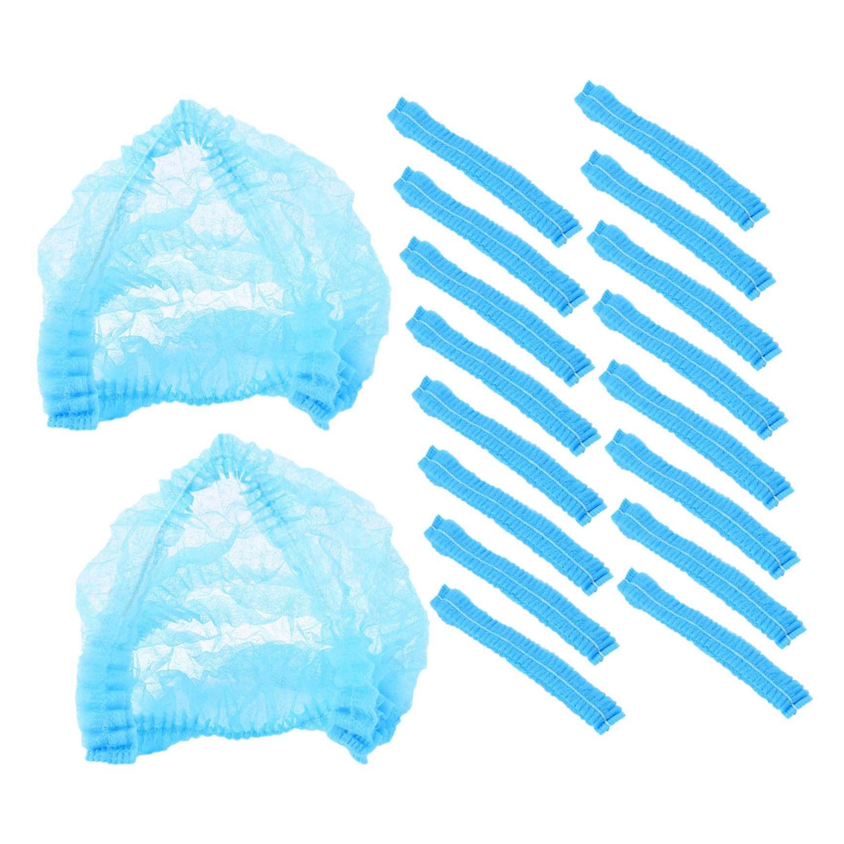 Cabilock 20 pezzi Cuffie usa e getta Non Tessute Blu Elastiche e Traspiranti per Uso Igienico Protezione da Polvere e Capelli per Trucco Cucina e Contesti Ospedalieri