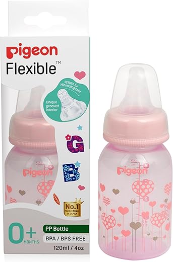 Pigeon Peristaltic Baby Nursing/Feeding Bottle RPP,For 0+ Month Babies,BPA Free,BPS Free,Pink,Abstract,120 ml
