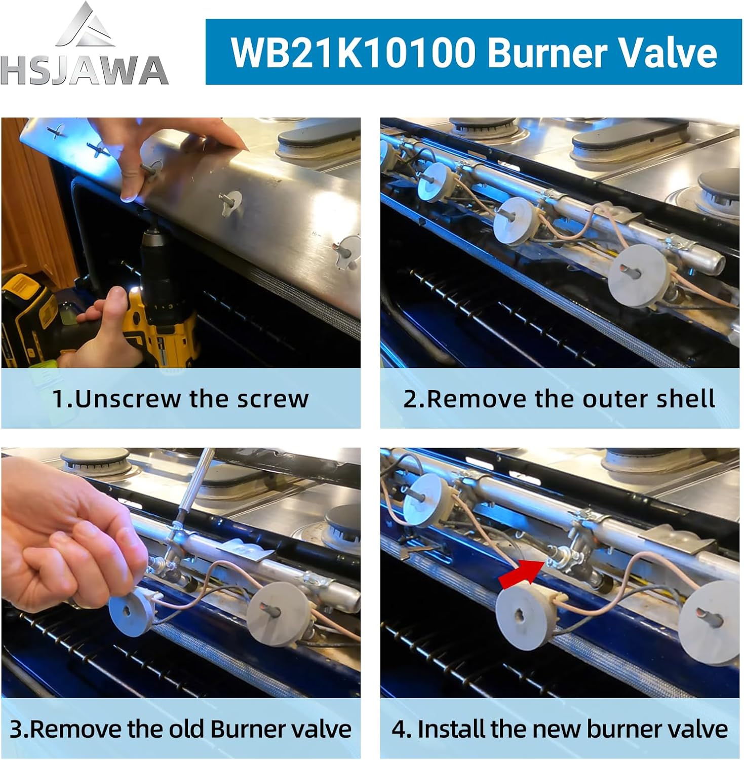 WB21K10100 Surface Burner Valve Compatible with GE Hotpoint WB21K10100 Range Valve Burner Models Include 1473798 AP4368232 PS2345608 EAP2345608 (Gray 2PC)