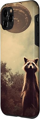 Vista 23 de iPhone 13 Pro Max Vintage alien raccoon UFO Alien Case