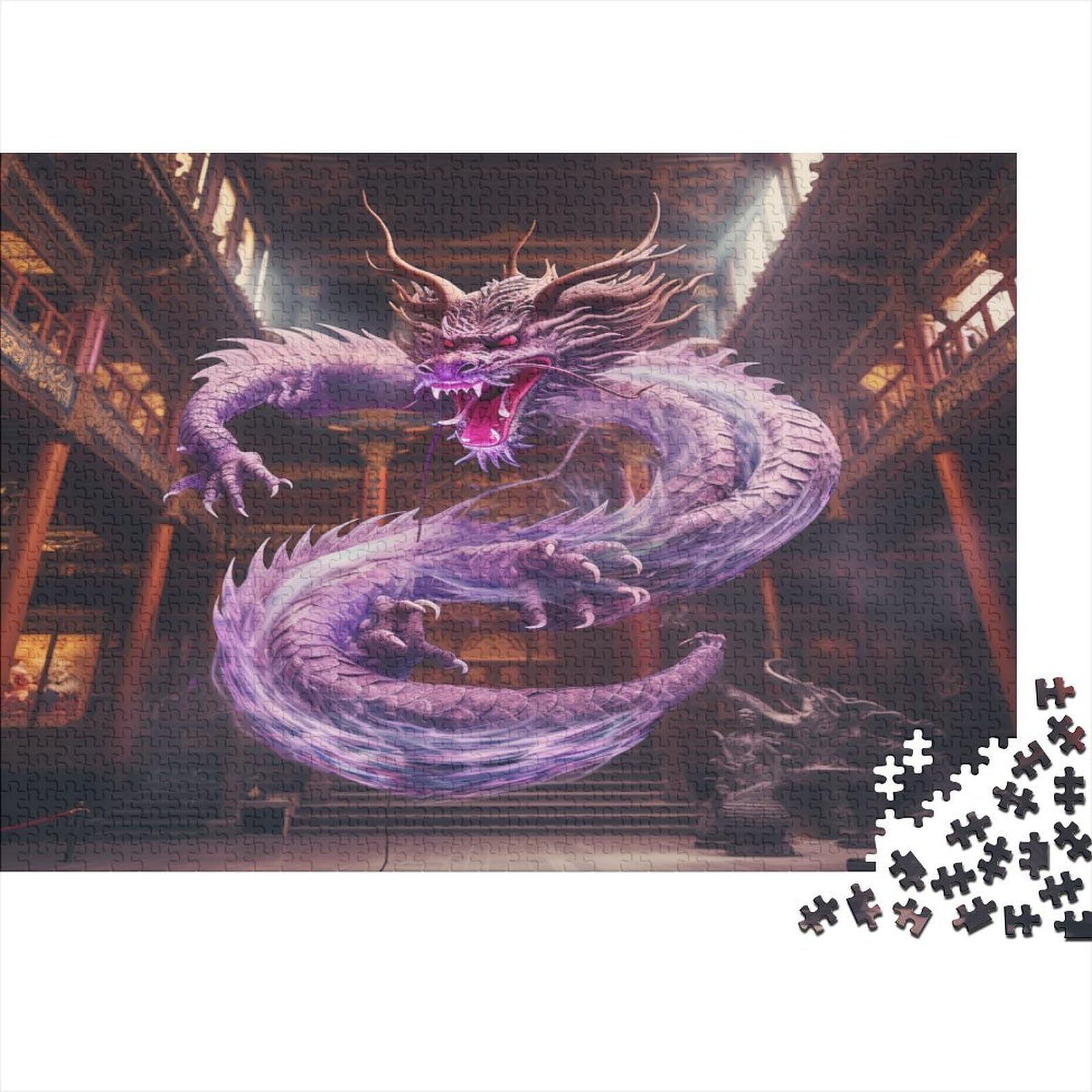 Puzzle Dragon Puzzles 1000 elementów, puzzle dla dorosłych, puzzle - wysokiej jakości nadruk 1000 sztuk (75 x 50 cm)