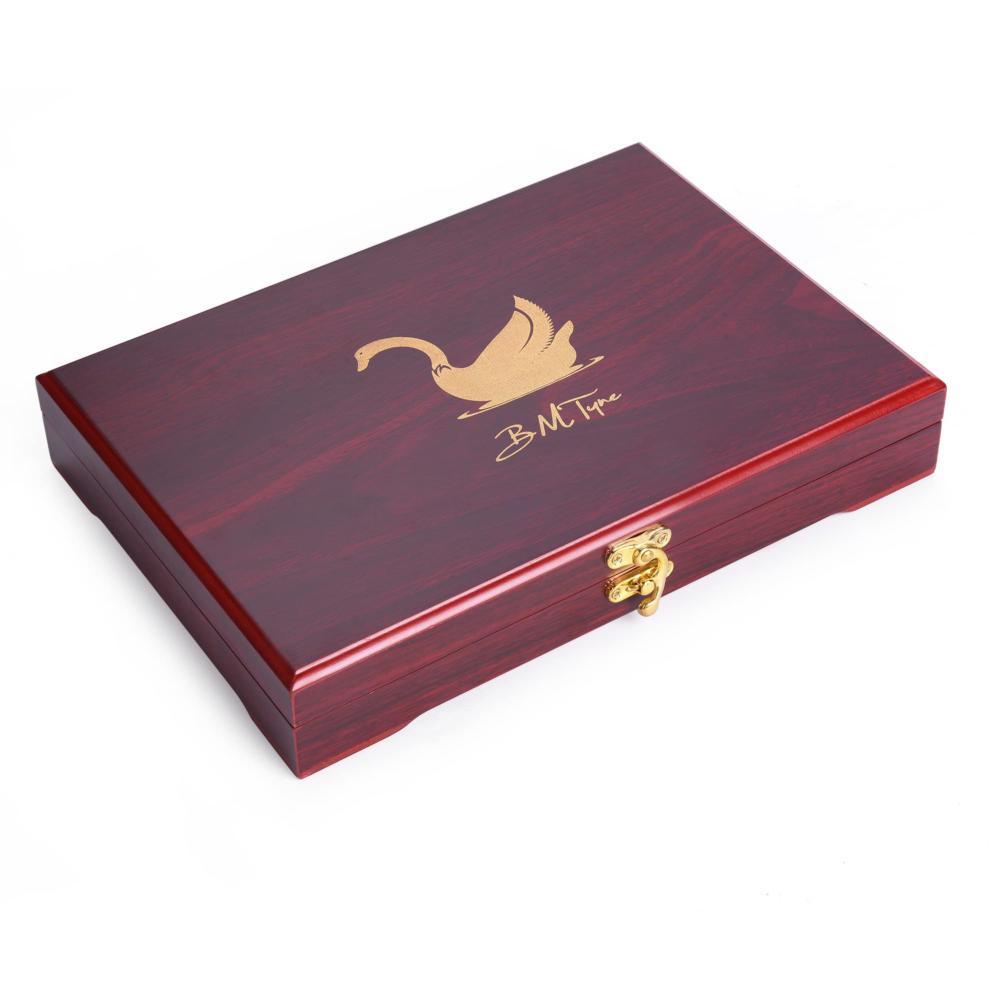 Juego de soporte para cuchillos de plata 'Animali d'Europa' con caja de regalo de madera oscura (juego de 12 soportes para cubiertos)