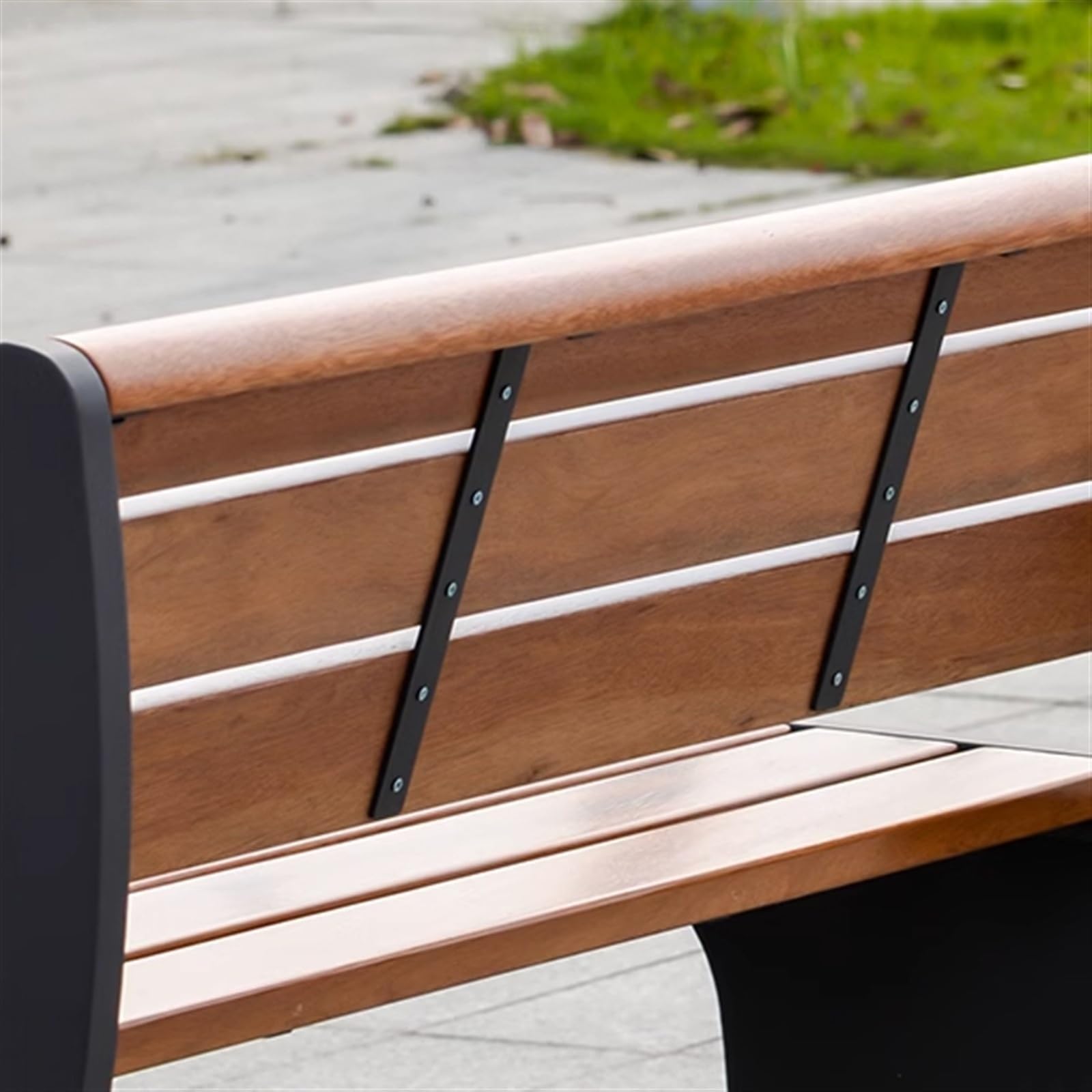 SDdPulse Sedie da portico, panca da giardino con schienale, robusta struttura in metallo e sedili in legno massello, sedie moderne per il tempo libero all'aperto per giardino, cortile, backya