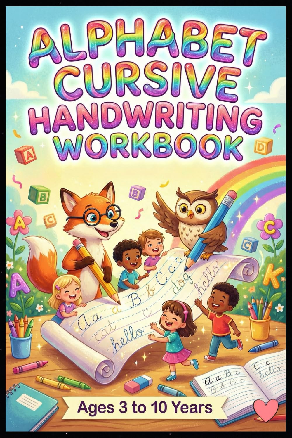 Alphabet Cursive Handwriting Workbook for Kids Ages 3–10: Learn Cursive Letters A–Z, Trace & Write Practice, Improve Penmanship, Early Writing Skills ... Preschool, Kindergarten & Elementary Children