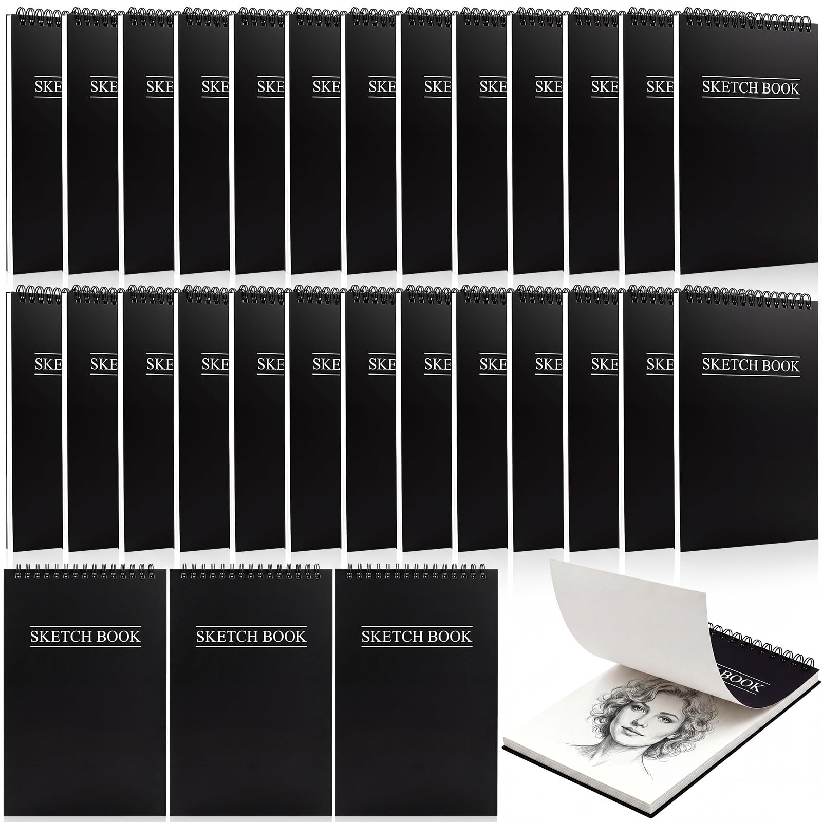 Fulmoon Paquete de 30 cuadernos de bocetos a granel de 5.5 x 8.5 pulgadas, 70 libras/100 g/m², 900 hojas, sin ácidos, cuaderno de bocetos a granel para pintar, bloc de dibujo para principiantes