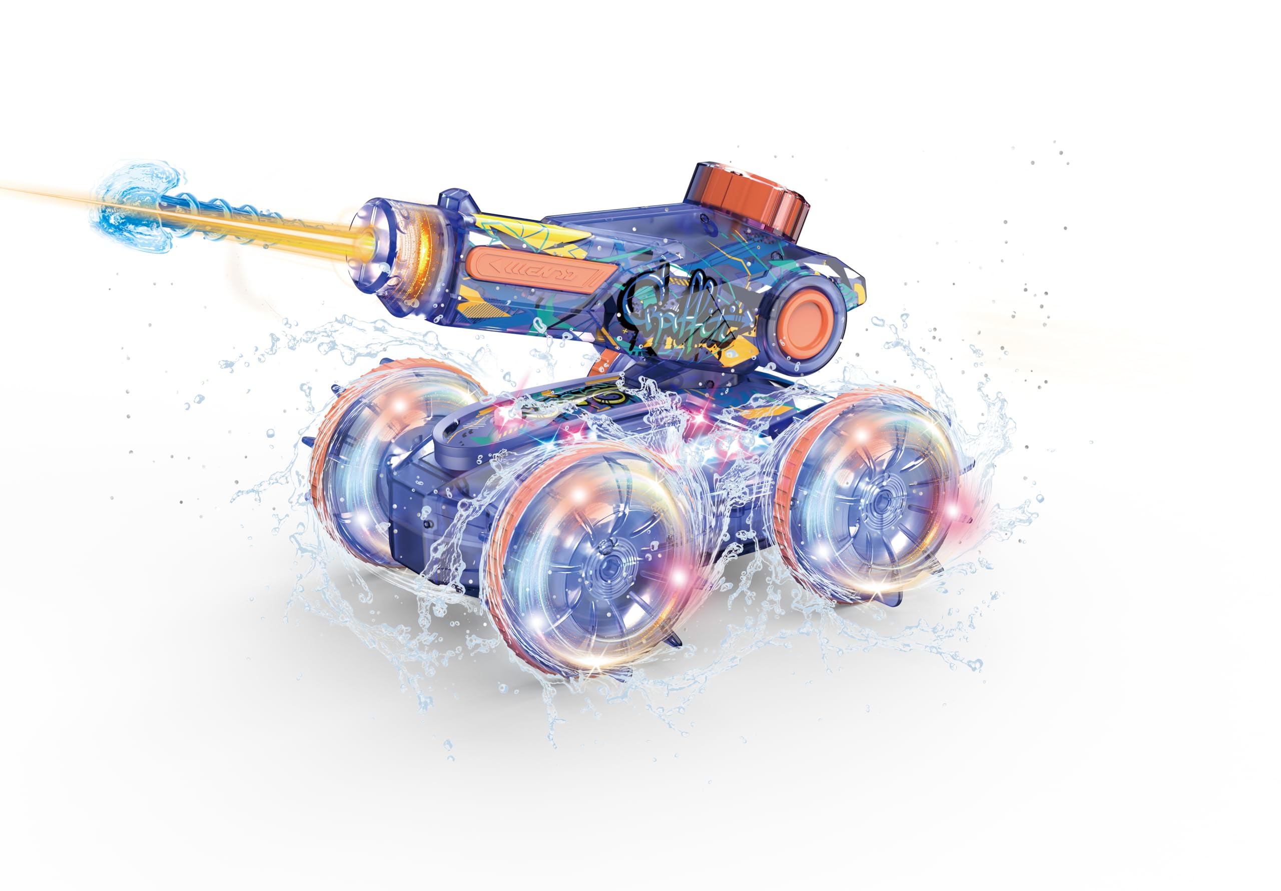 Amphibious Remote Control Car Toys - RC Stunt Car with Water Gun for Boys and Girls Age 8-12 | Remote Control Boat for Kids | Water & Land 4WD with Gesture Sensing, Lights, Waterproof, Rotation, Blue