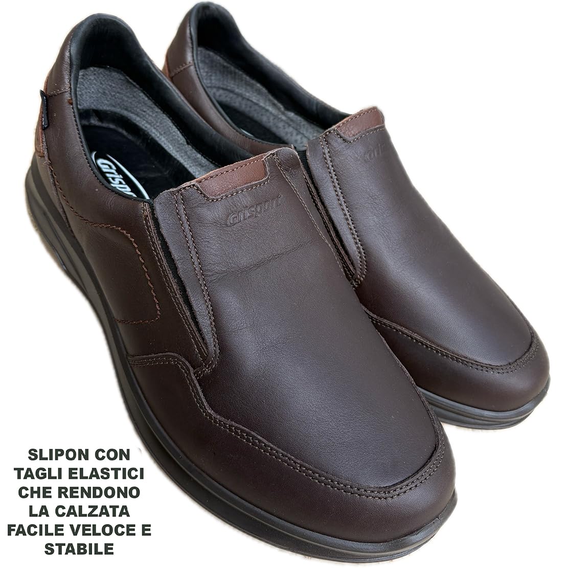 Grisport Scarpe Invernali Uomo Città Mocassini in Pelle Senza Lacci SLIPFIT Lion Impermeabili gritex Suola Antiscivolo Fondo Active