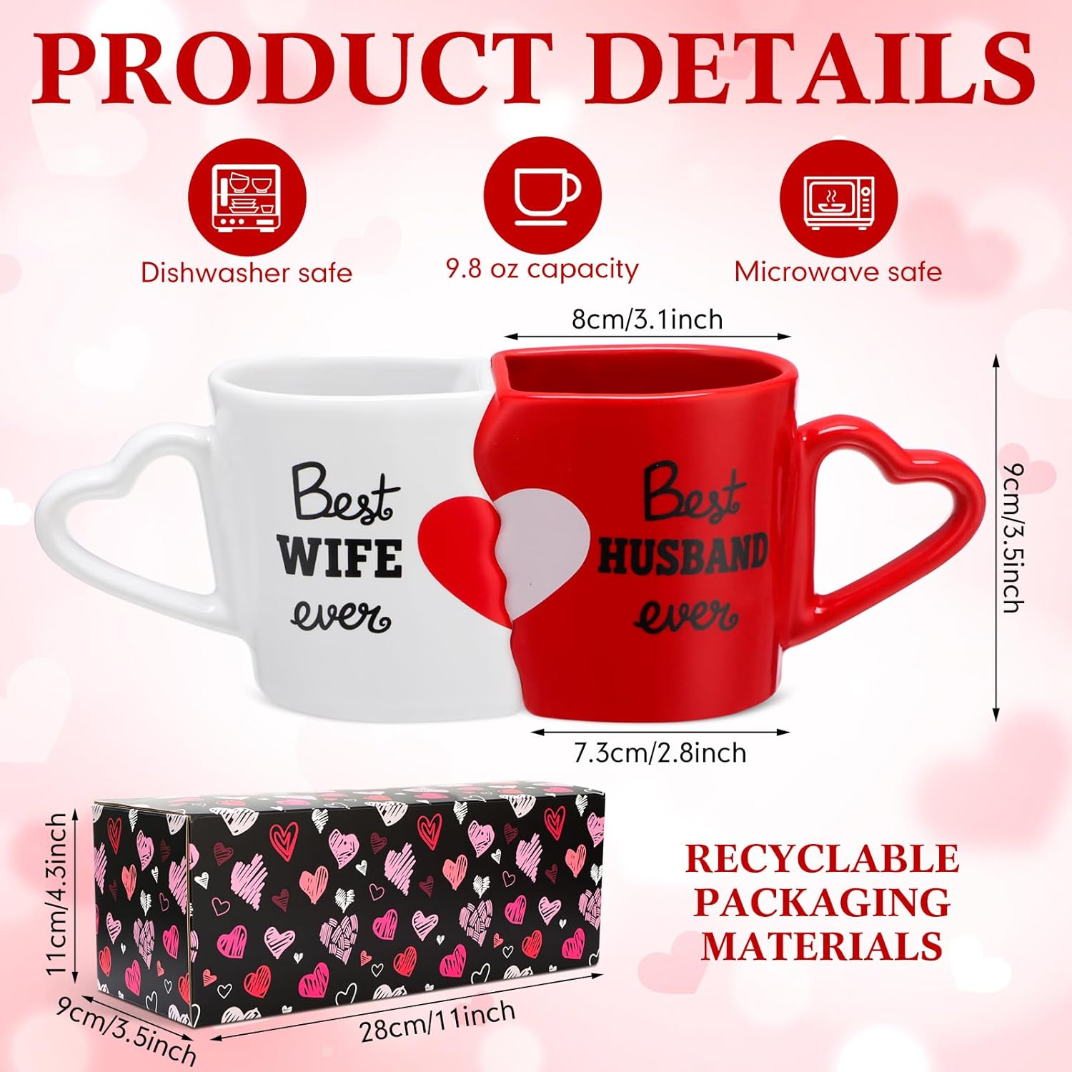 2 Pcs Engagement Gifts for Couple Wife and Husband Gifts Valentines Couple Coffee Mugs 2026 Ceramic Wedding Gift with Gift Box for His and Her Mr with Mrs Bride Groom Friend Housewarming - Image 6