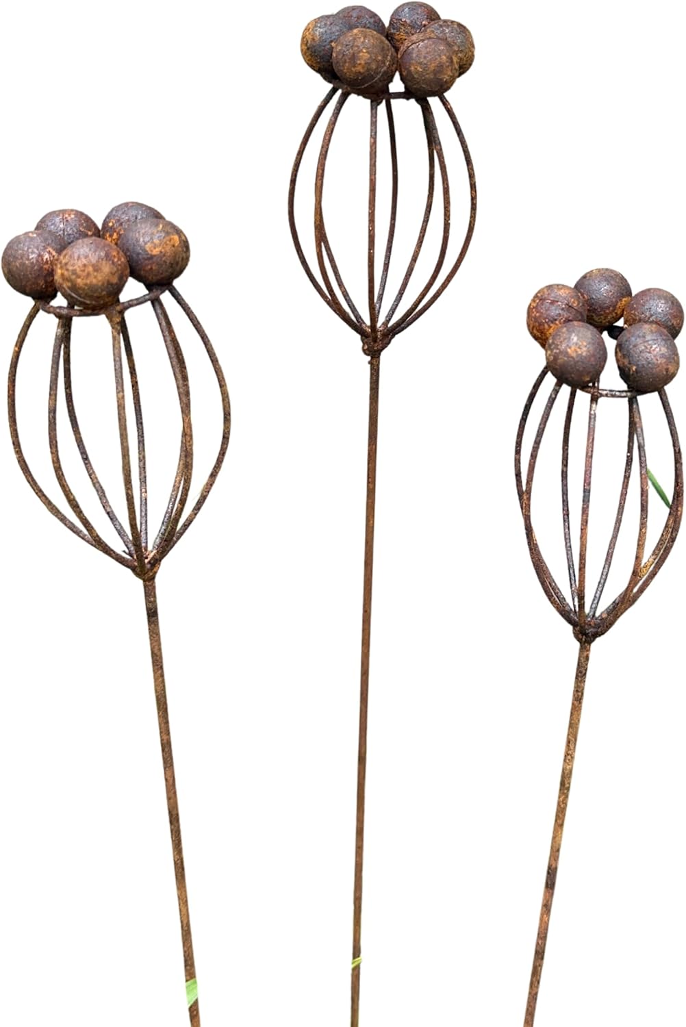 Rustic Metal Exotic Flowers Set of 3, Handmade Garden Decor, Outdoor Yard Art, Unique Landscaping Accent, Rusty Flower Rain Catchers Gift