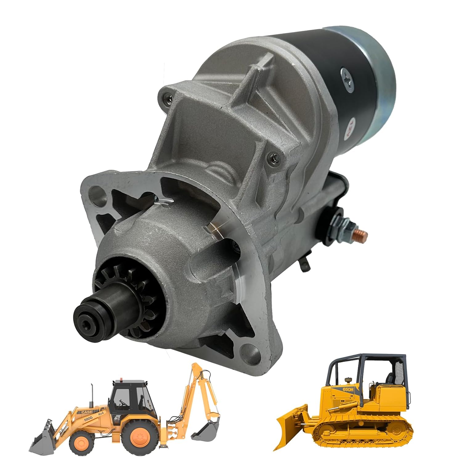 Starter Motor for Cummins 3.9 4BT 5.9 6BT, Case Backhoe Tractor 480C 480F 550E 580 580L 580E 580SE 580K 650 1840 1845C, OEM 16990N 86982709 7026666 A170746 16990 86982709