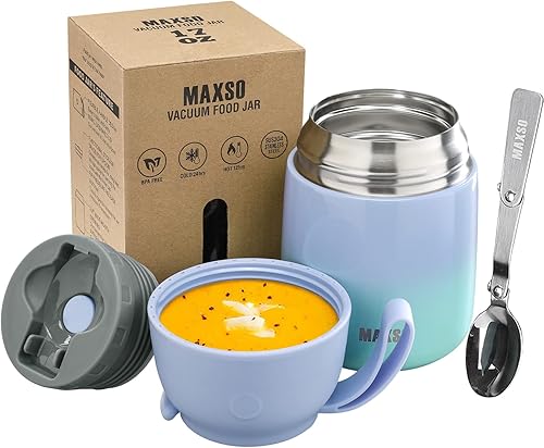 Tarro térmico aislado para alimentos fríos y calientes para niños y adultos, recipientes térmicos de comida caliente de sopa de 17 onzas para el