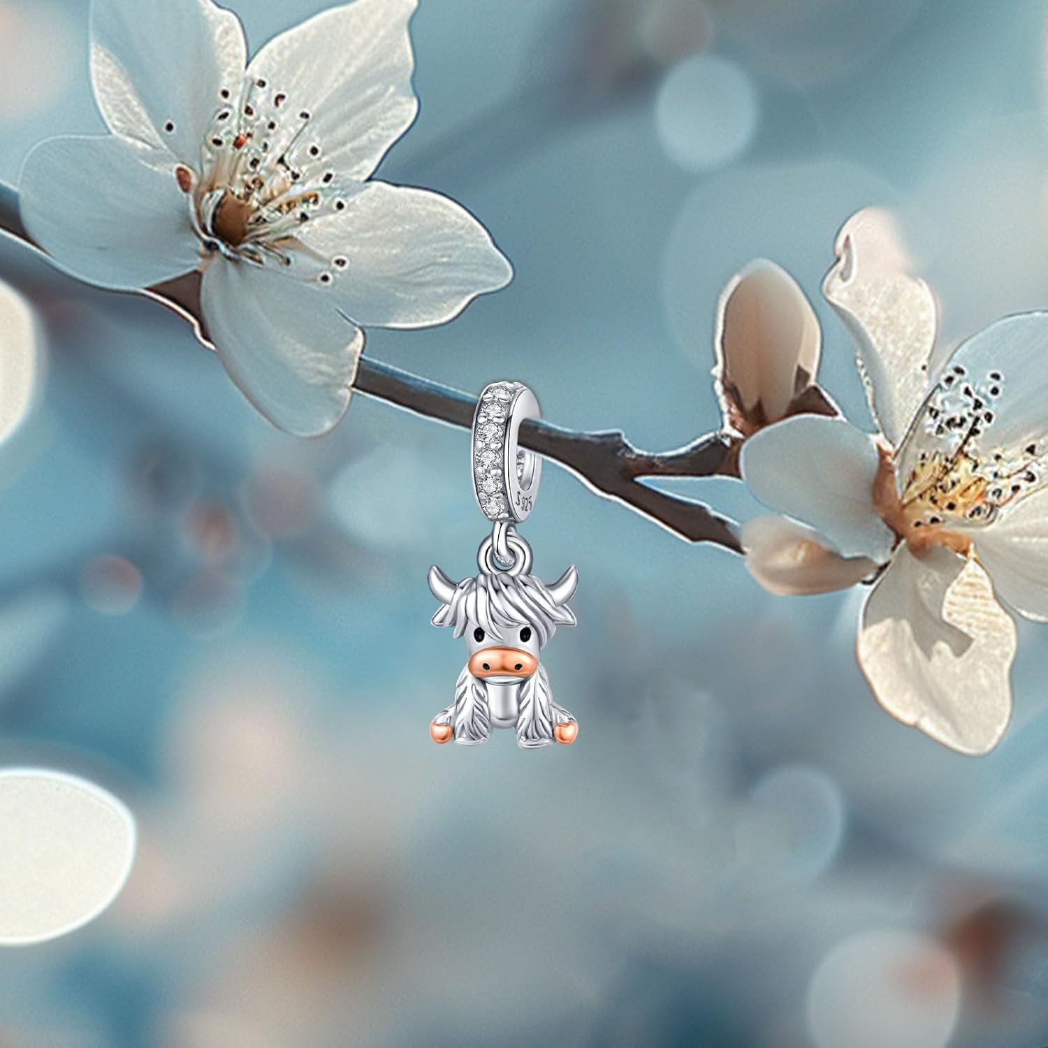 Highland Cow/Dachshund/Heart/Giraffe Charm for Bracelet 925 Sterling Silver Pendant Cow Charm Bead Cute Animal Jewelry Make for Bracelet Necklace Christmas Gifts Valentine's Day for Women - Image 5