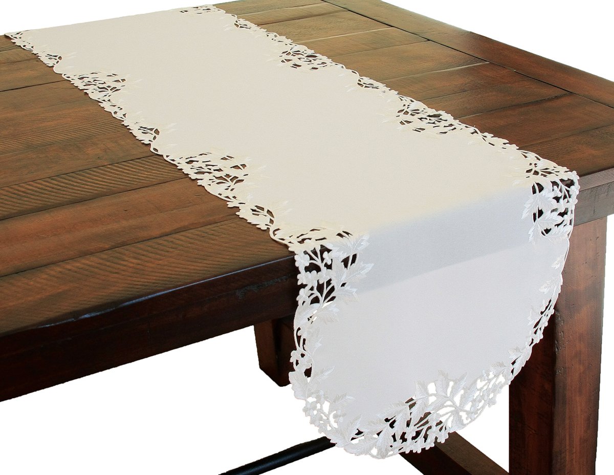 Arietta Ricamato Cutwork Mini Spring Runner da tavola, 12 da 71,1 cm, Bianco, White, 15 by 72-inch