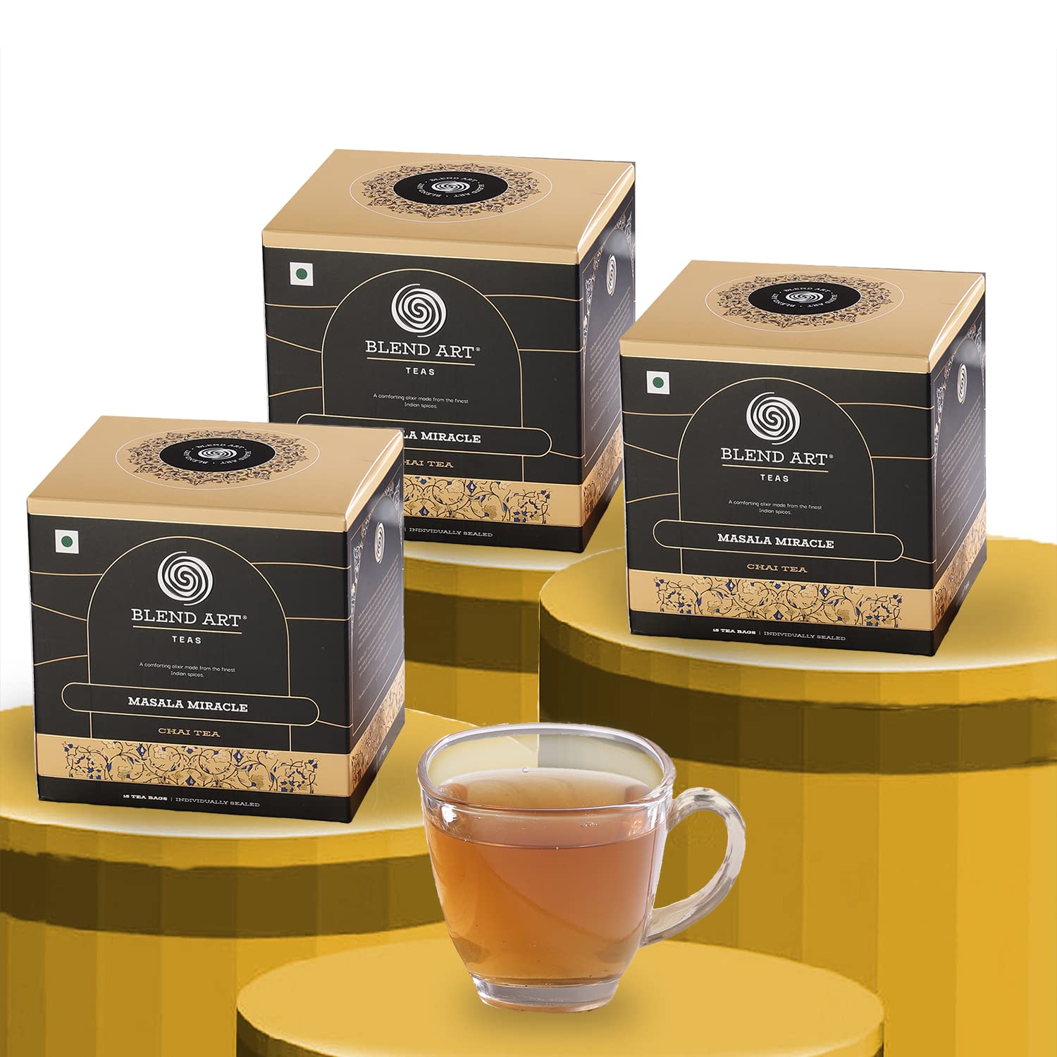 Blendart Masala Lot de 3 sachets de thé Chai Miracle Assam Chai | Lot de 3 | 15 sachets de thé chacun