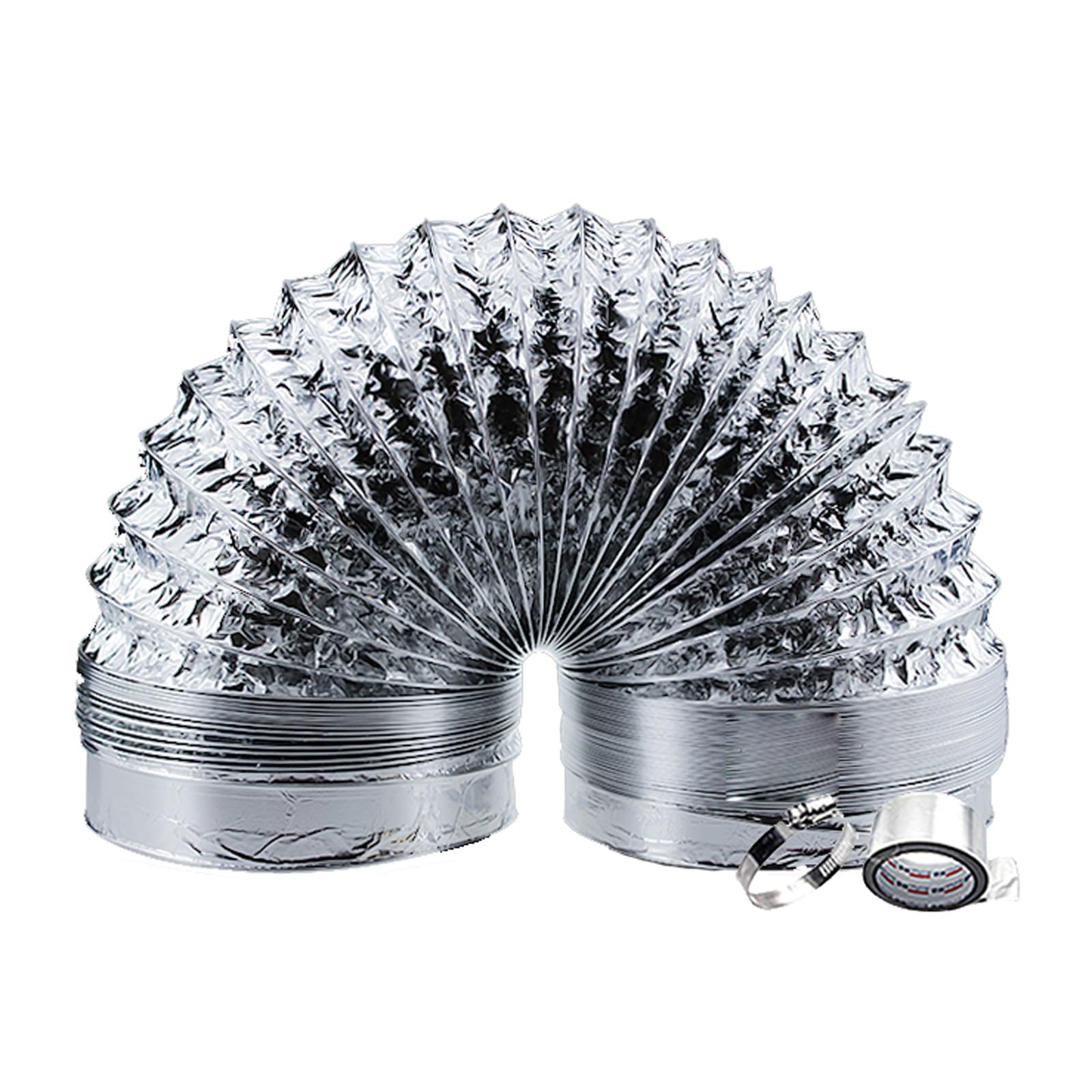 Abluftschlauch aus Aluminium Flexibel Lüftungsschlauch Hält Hohen Temperaturen Stand Doppelschichtig Isoliermaterial, für Dunstabzugshaube, Trockner, Rohrventilator(5m,160mm)