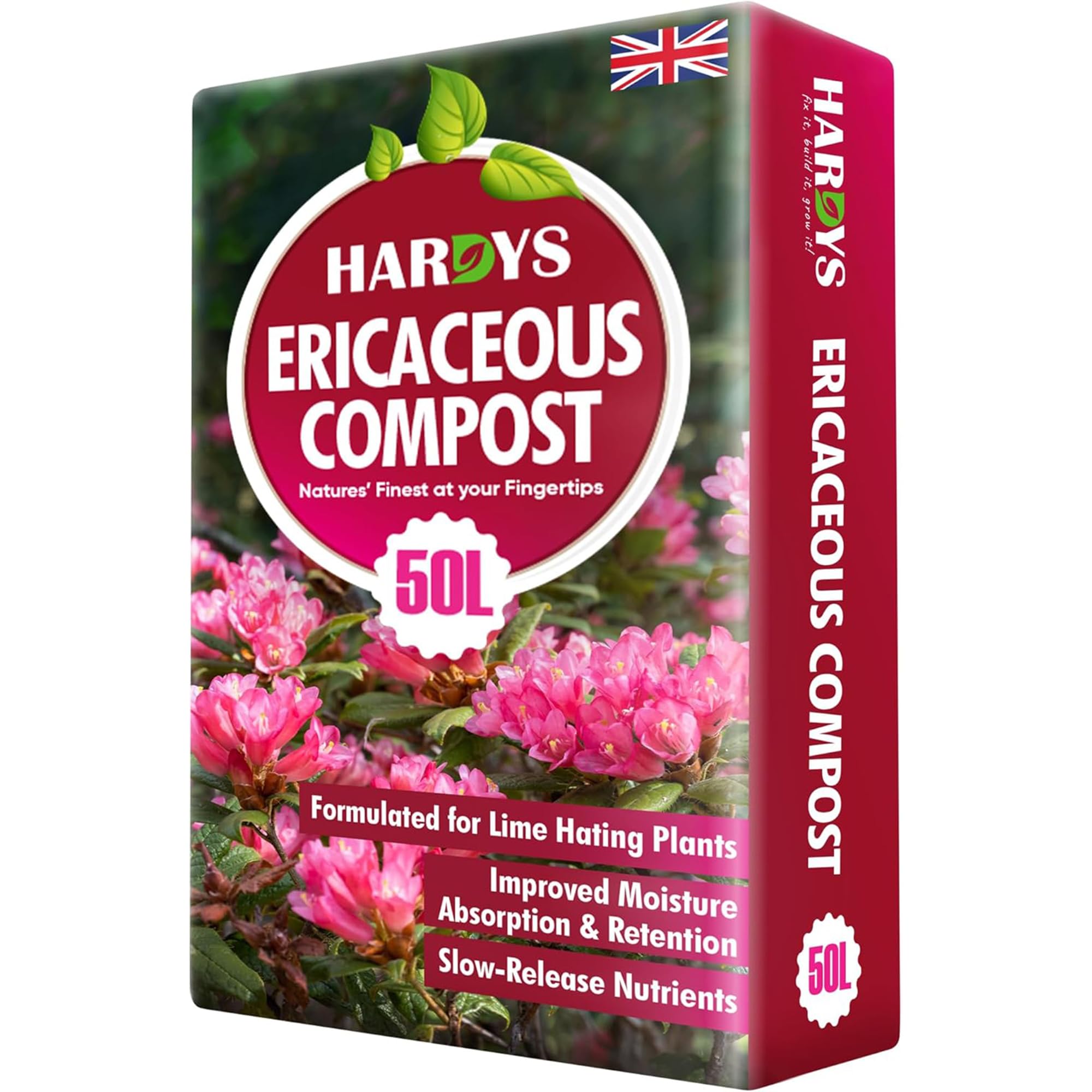 Hardys 50L Ericaceous Organic Compost - Formulated Plant Food Potting Soil for Seeds, New & Established Ericaceous Plants - Acidic Top Soil Outdoor and House Plant Compost