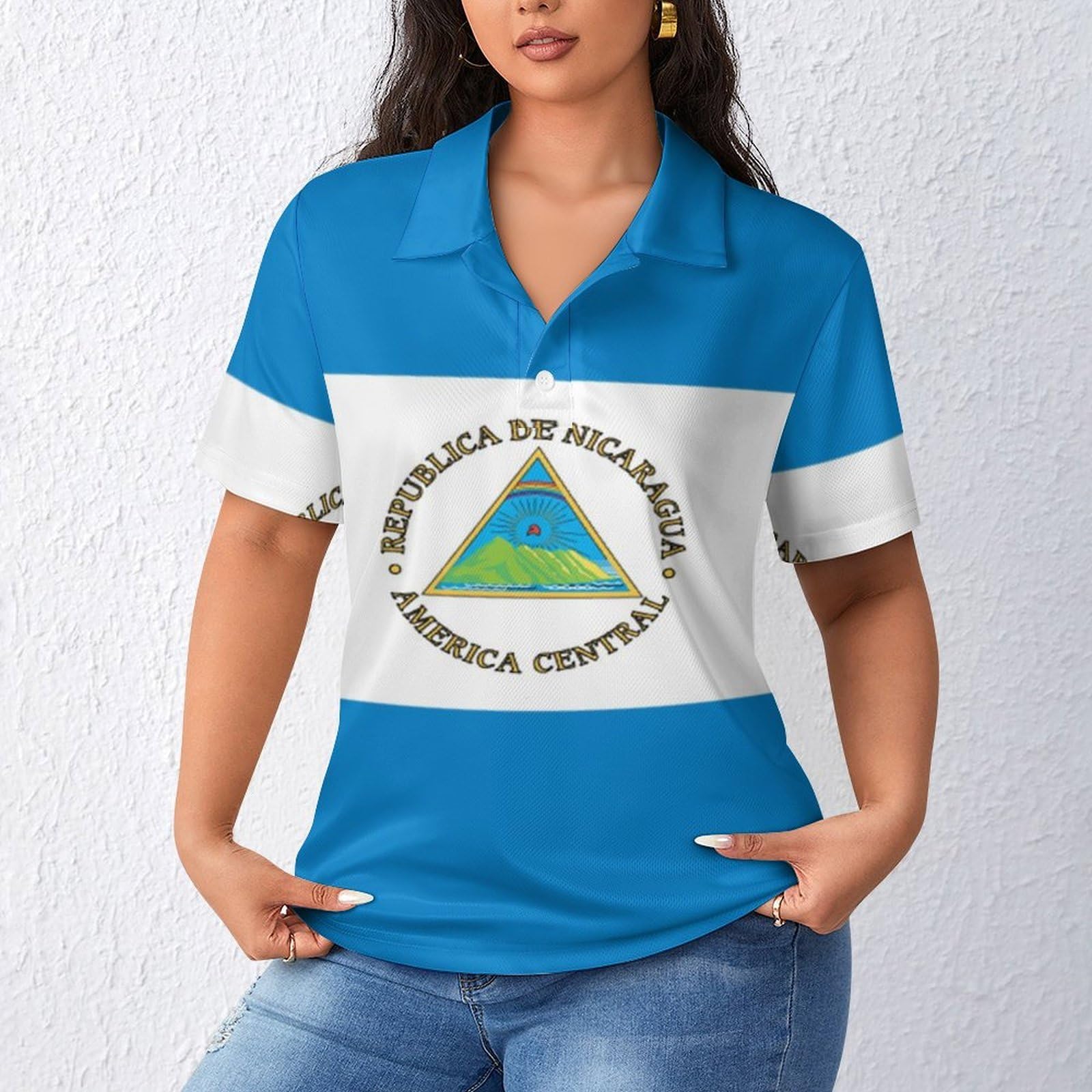 Camiseta polo de manga corta para mujer, diseño de bandera de Nicaragua, absorbe la humedad, camiseta de tenis informal