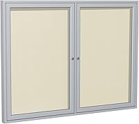 Vista 9 de Ghent Tablero de anuncios de vinilo cerrado de 3 puertas para exteriores, resistente a los golpes, con cerradura, marco de aluminio satinado