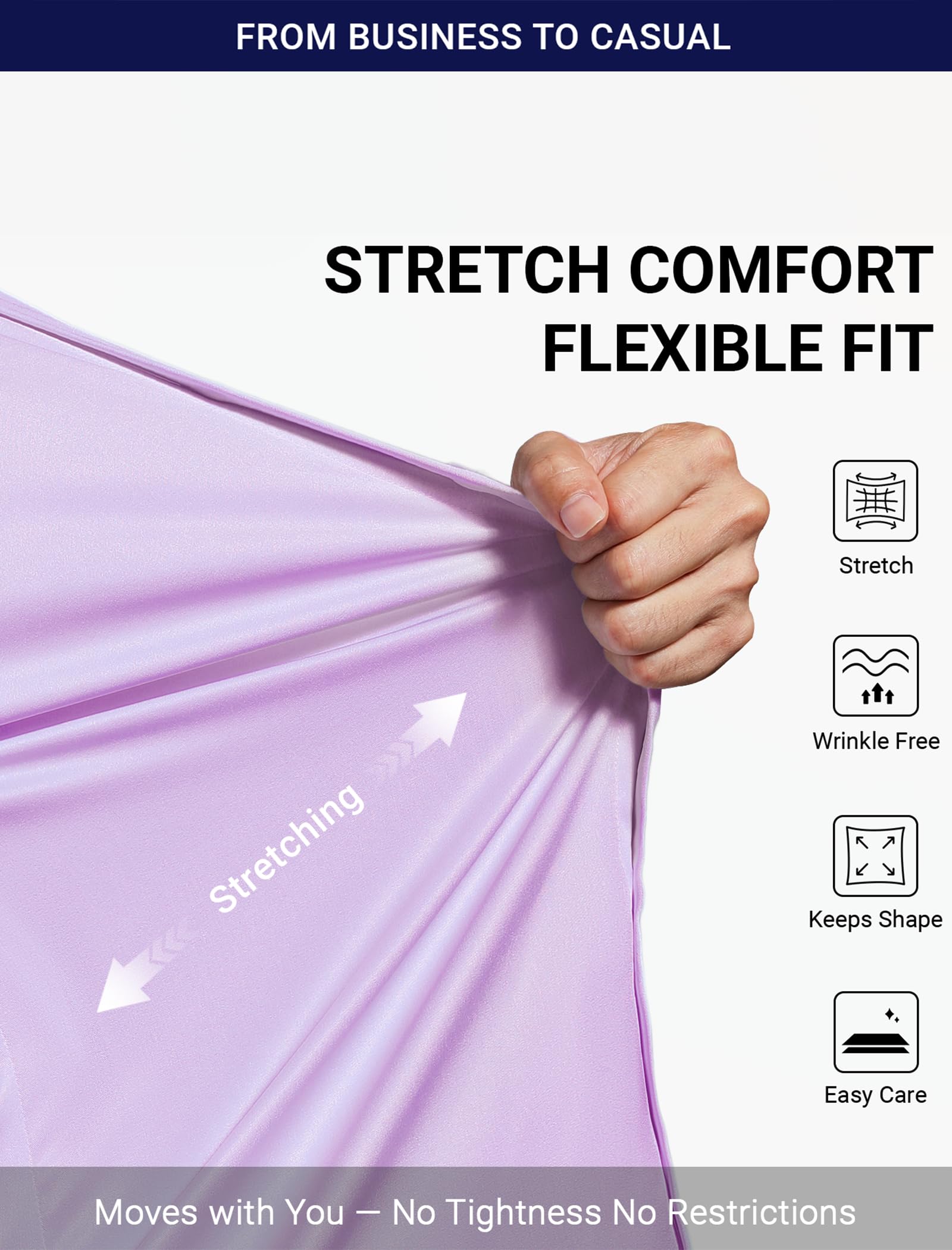 Enlision Camisa De Vestir para Hombre Manga Larga Stretch Sin Plancha Cuello con Botones Sin Arrugas Ajuste Regular Camisas Formales De Negocios con Bolsillo
