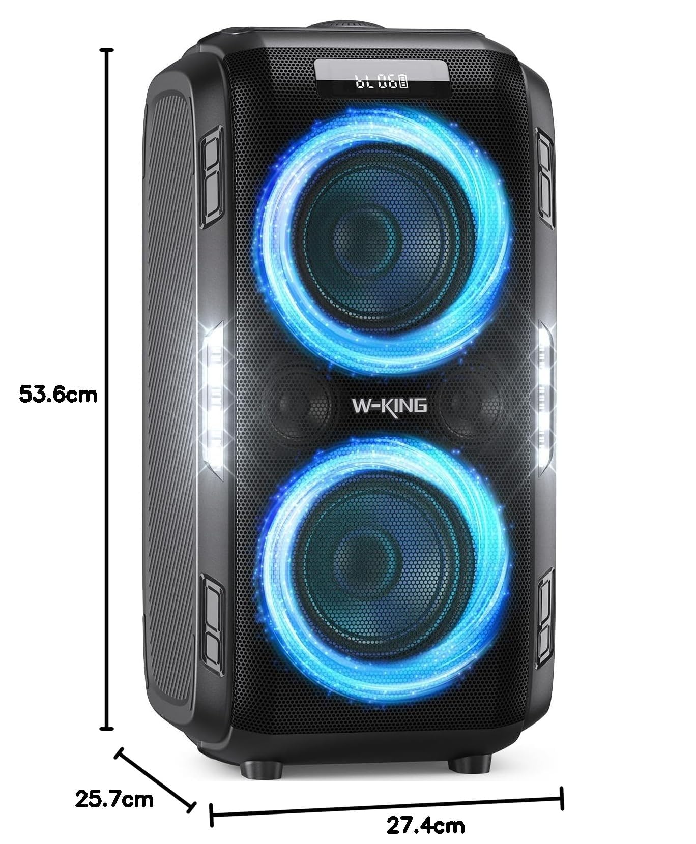 W-KING 270W PEAK Casse Bluetooth Potente Portatili Altoparlante Party Box | Cassa Portatile 125dB Forte, 12 Bassi Personalizzati, 2 Woofer 16,5cm Super Bass, MIC/GTR In, USB TF AUX Play,Batt Rimovibile