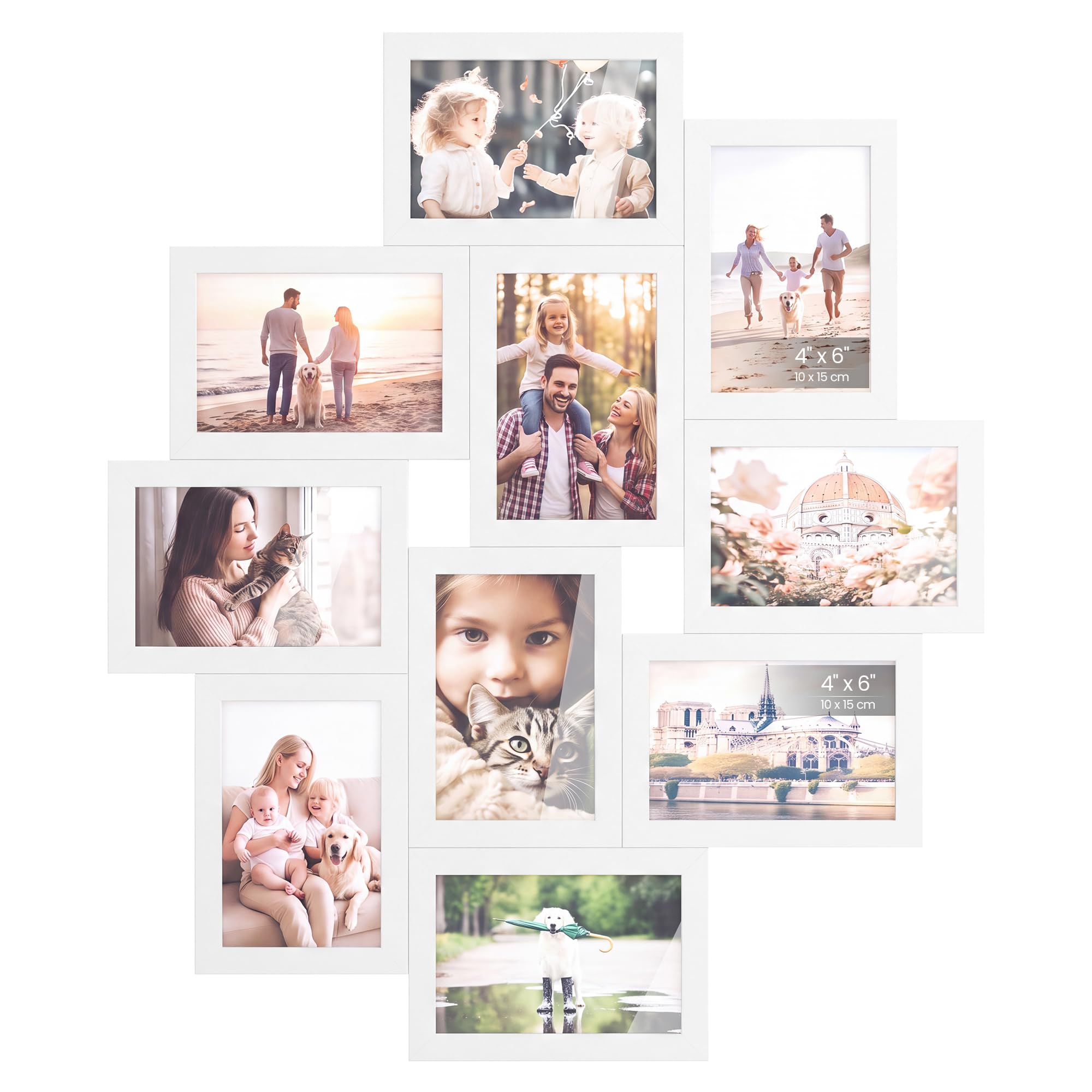 SONGMICS Picture Frames Wall Hanging, Set of 10, 4 x 6 inches