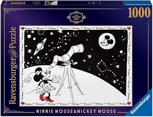 Ravensburger - Rompecabezas de 1000 piezas de Disney Treasures from The Vault - Minnie Mouse & Mickey Mouse. Cada pieza es única. Exclusivo de
