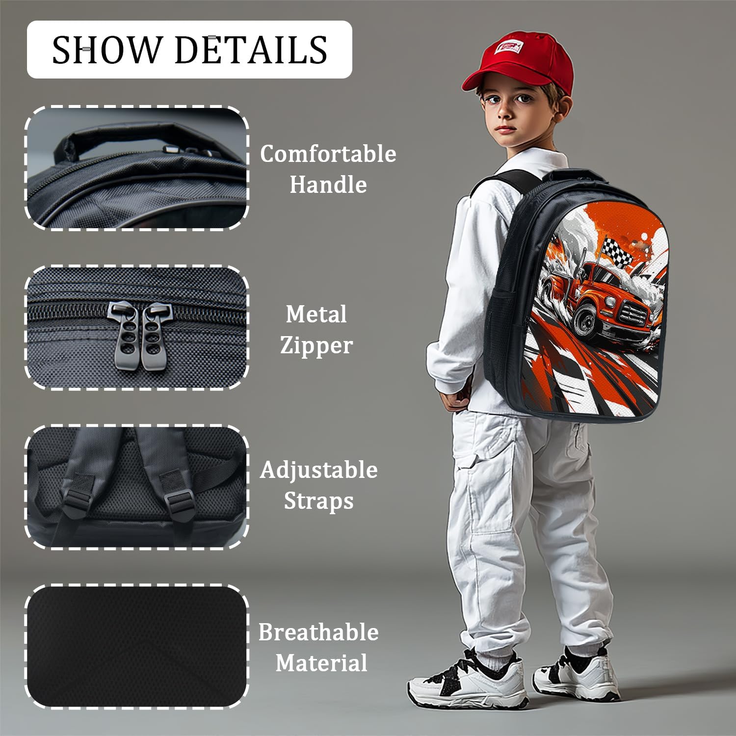 Truck Car School Backpack for Teens Kids Toddler Kindergarten Elementary Middle School Trucks 3-Pcs Bookbag, Truck Cars Back Pack for Boys Girls Children Trucks Book Bag, Small Modern Bag