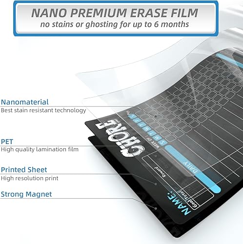 Miniatura 3 de JJPRO Pizarra magnética de recompensa para múltiples niños, pizarra de tareas de responsabilidad de comportamiento para niños, adolescentes y tres