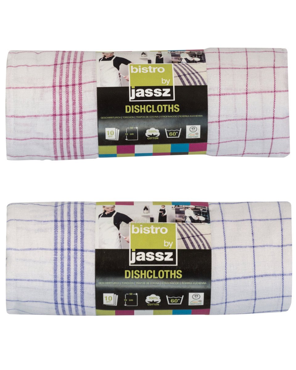 Bistro By Jassz Milan Dishcloth (10pack) (50 x 70 cm, White/Red)