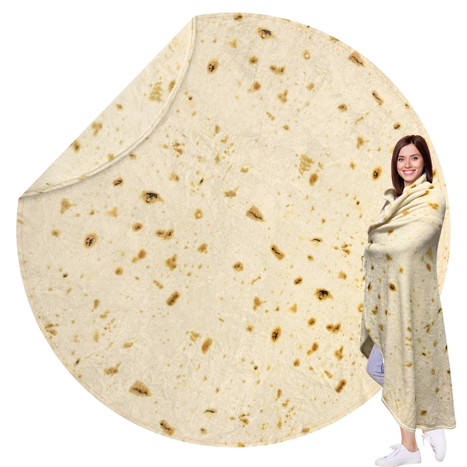 HDFK Tortilla Blanket Adult Size Beige Yellow Double Sided Throw Taco Realistic Food Blankets Lightweight Flannel Fleece W...