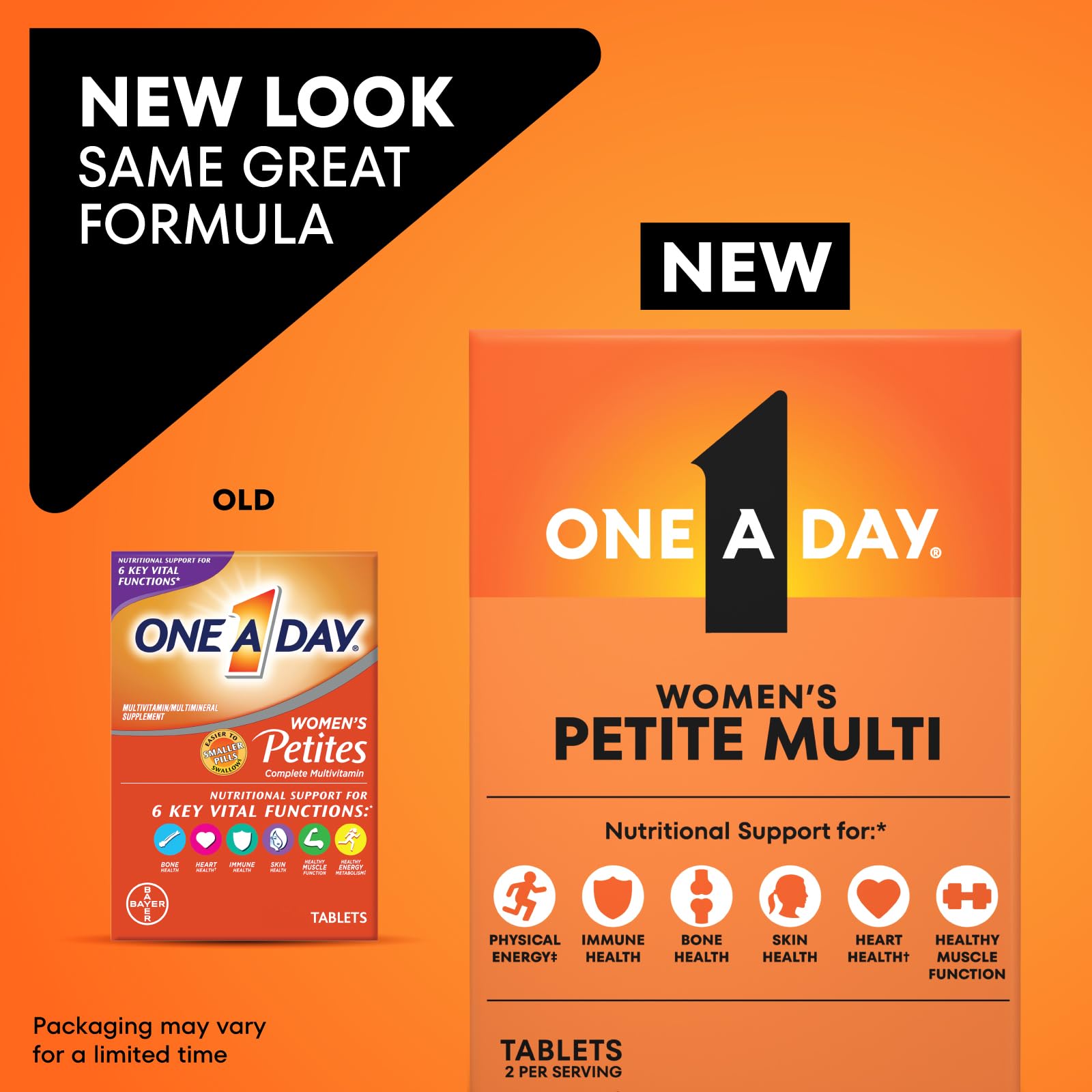 One A Day Women’s Petites Multivitamin,Supplement with Vitamin A, C, D, E and Zinc for Immune Health Support, B Vitamins, Biotin, Folate (as folic acid) & more,Tablet, 160 count — Amazon image 2