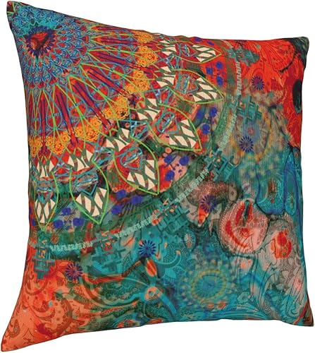 Miniatura 2 de VARUN Fundas de almohada abstractas con diseño de mandala y flores, fundas de almohada cuadradas para decoración del hogar, sofá, automóvil,