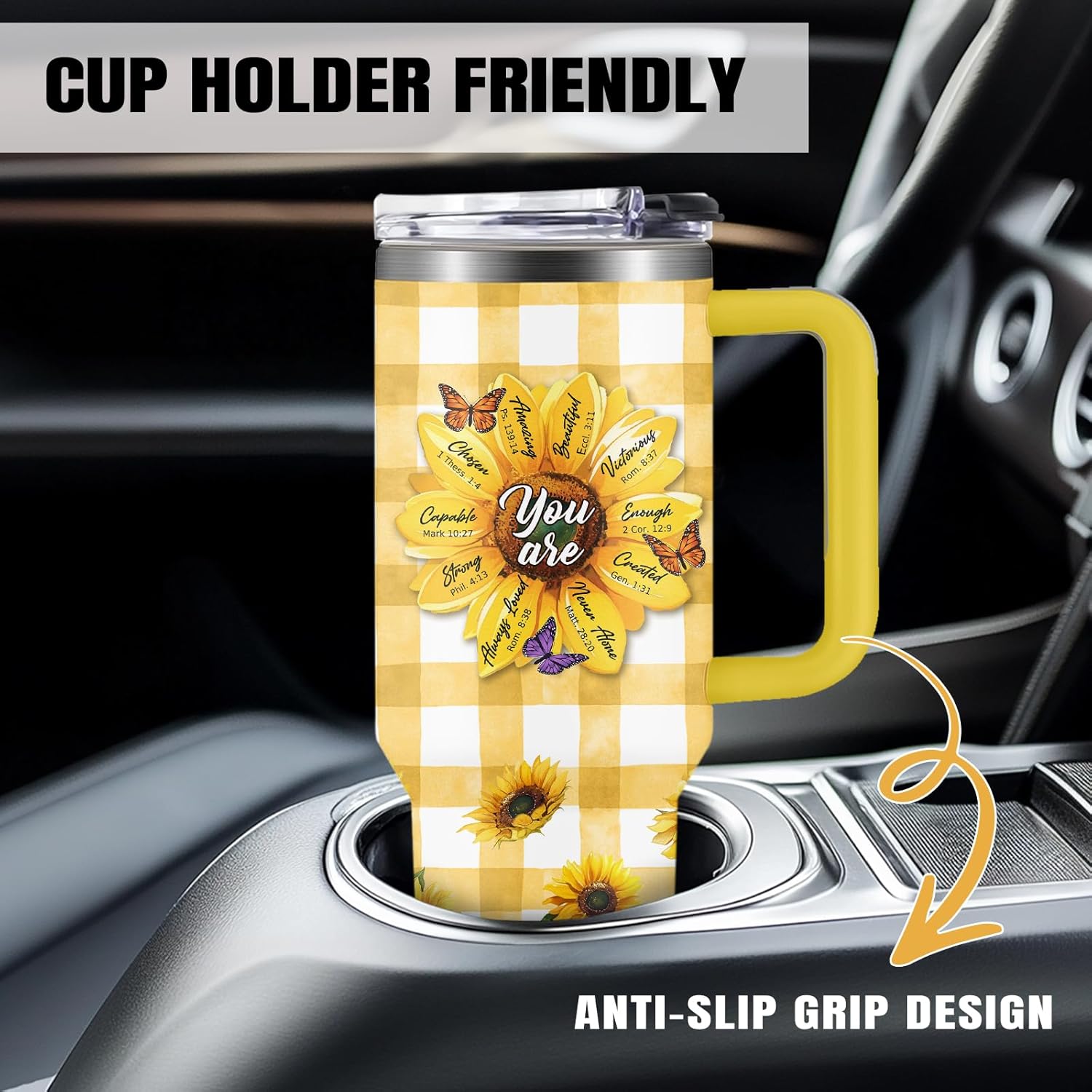 Sunflower Tumbler For Women, 30 Oz Sunflower Christian Stainless Steel Tumbler, Christmas Gifts For Women Mom Sister Best Friends, Christian Bible Coffee Insulated Cup - Image 6