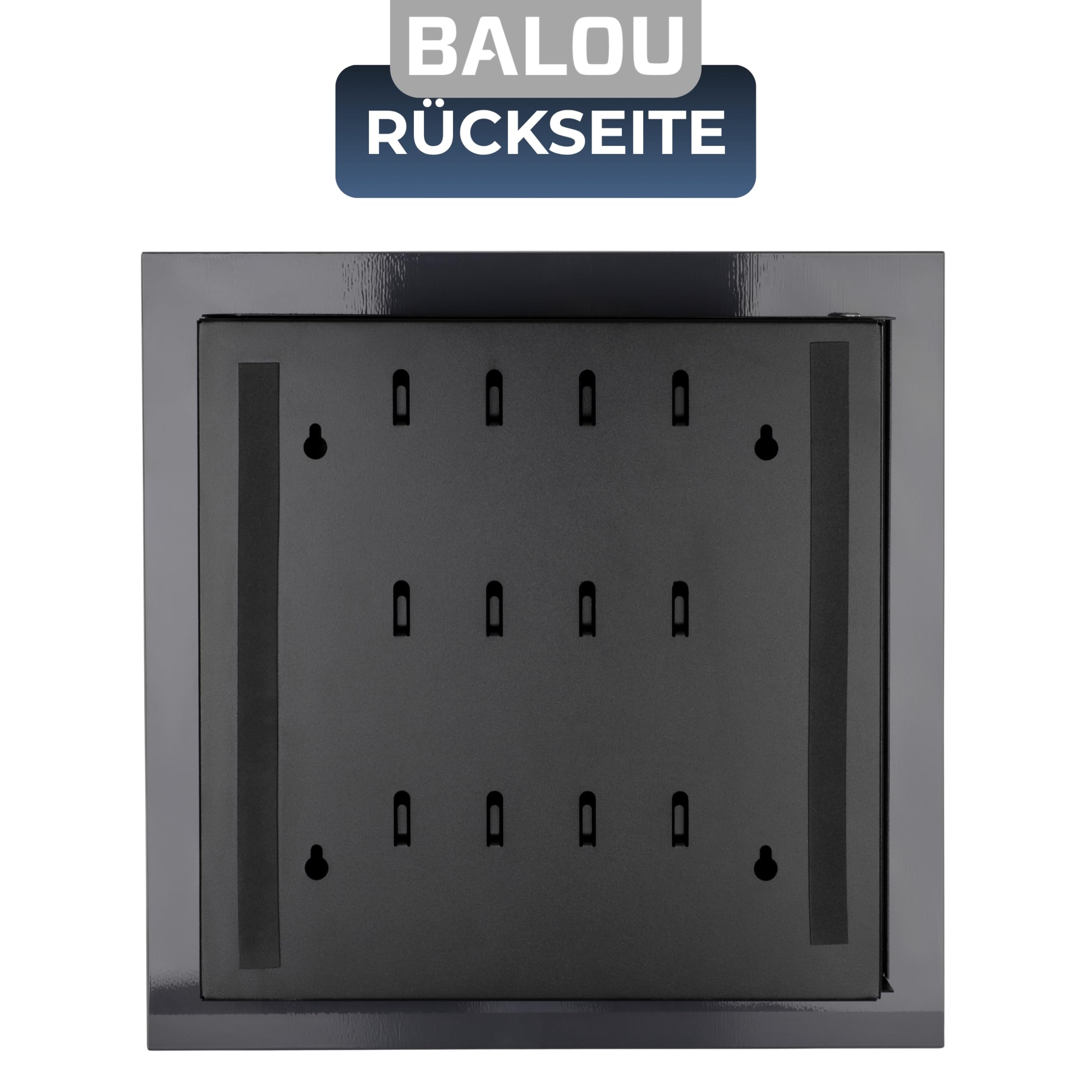 BALOU Schlüsselkasten modern mit Glas Magnettafel - Memoboard magnetisch mit 6 Magneten und Stift - Schlüsselschrank groß mit 20 Haken - Ideal für Flur, Eingangsbereich, Büro - 33x33x6,8cm anthrazit