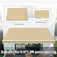 Vista 6 de MCombo Toldo de patio de 9.4 x 7.8 pies, tela de repuesto para toldos retráctiles de 9.9 x 7.8 pies (9.4 x 7.8 pies, beige)