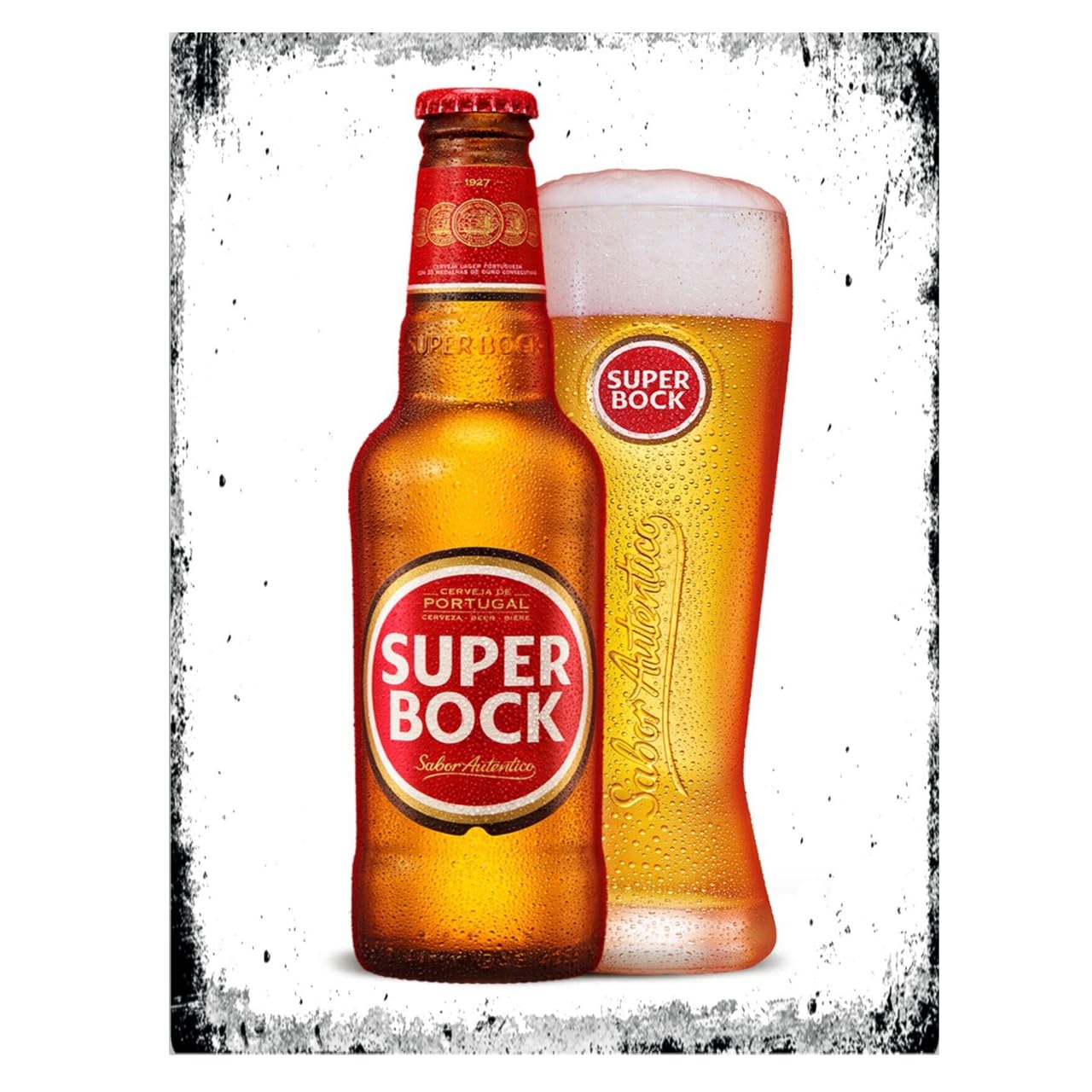 Metal Sign Plaque Print Poster Retro Super Bock Lager Beer Gift Dad Man Cave Shed Home Bar Ref12654 (10x8 inches (Approx) 25cmx20cm) — image 1