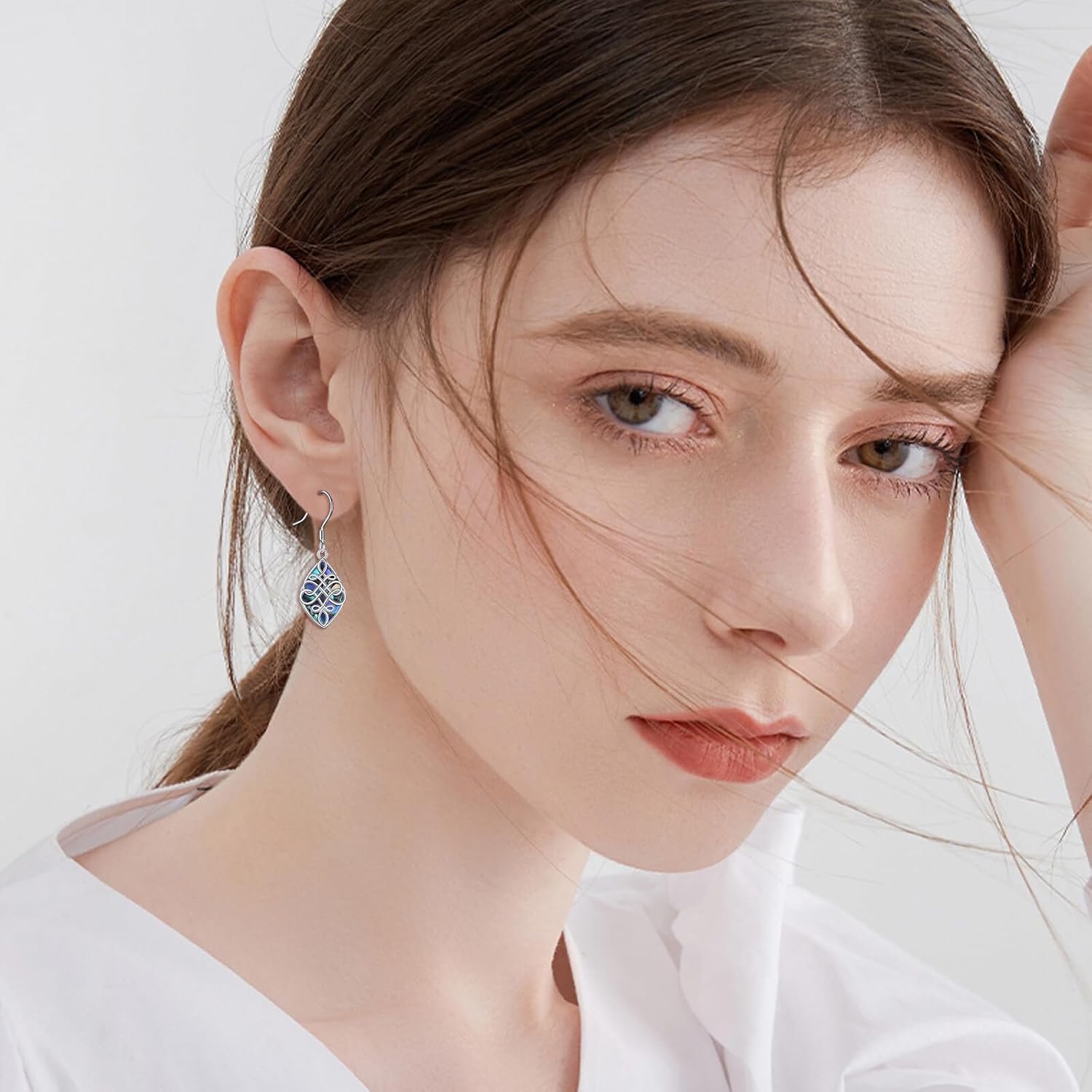 POPLYKE Abalone Shell Celtic knot Teardrop Drop Dangle Earrings Sterling Silver Vintage Earrings for Women Jewelry - Image 2