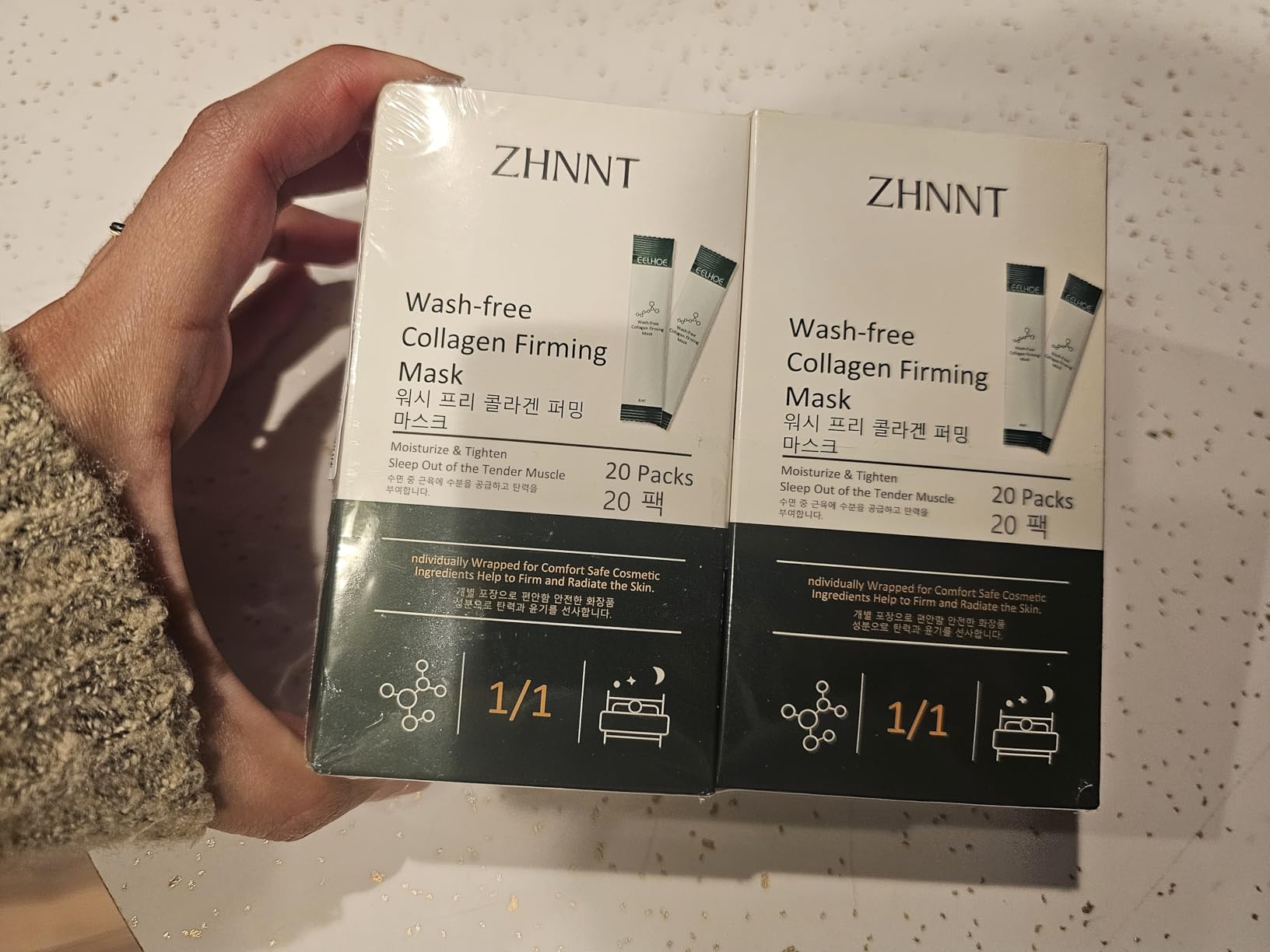zhnnt 40 Pack Collagen Firming Face Mask，Wash-Free Firming Anti-Ageing Moisturising Face Mask,Smooth & Tight Skin,Facial Masks For Both Men And Women Of All Skin Types
