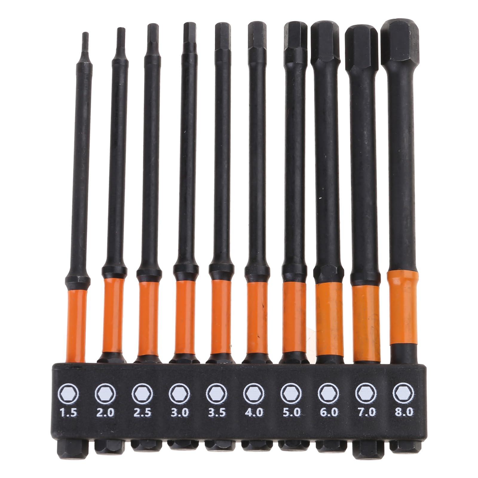 Tsophreniq 10Pcs Impacts Hexagonal Head Drill Bits Head Allen Wrenches Set Steel Set 100Mm Screwdriver Allen Wrench