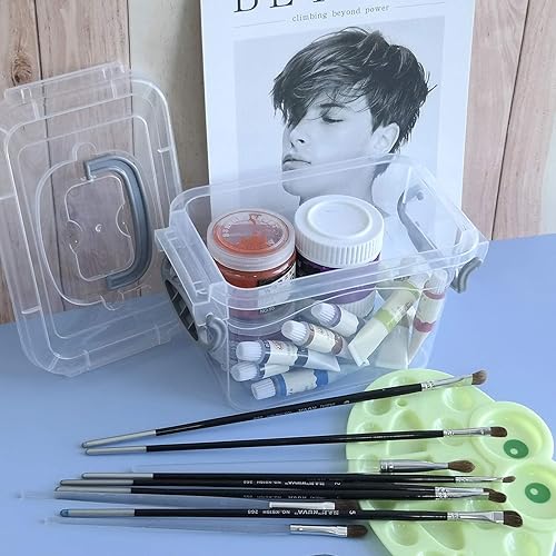 Miniatura 6 de Caja de almacenamiento de plástico de 1.8 L, paquete de 6 contenedores de almacenamiento transparentes con tapas