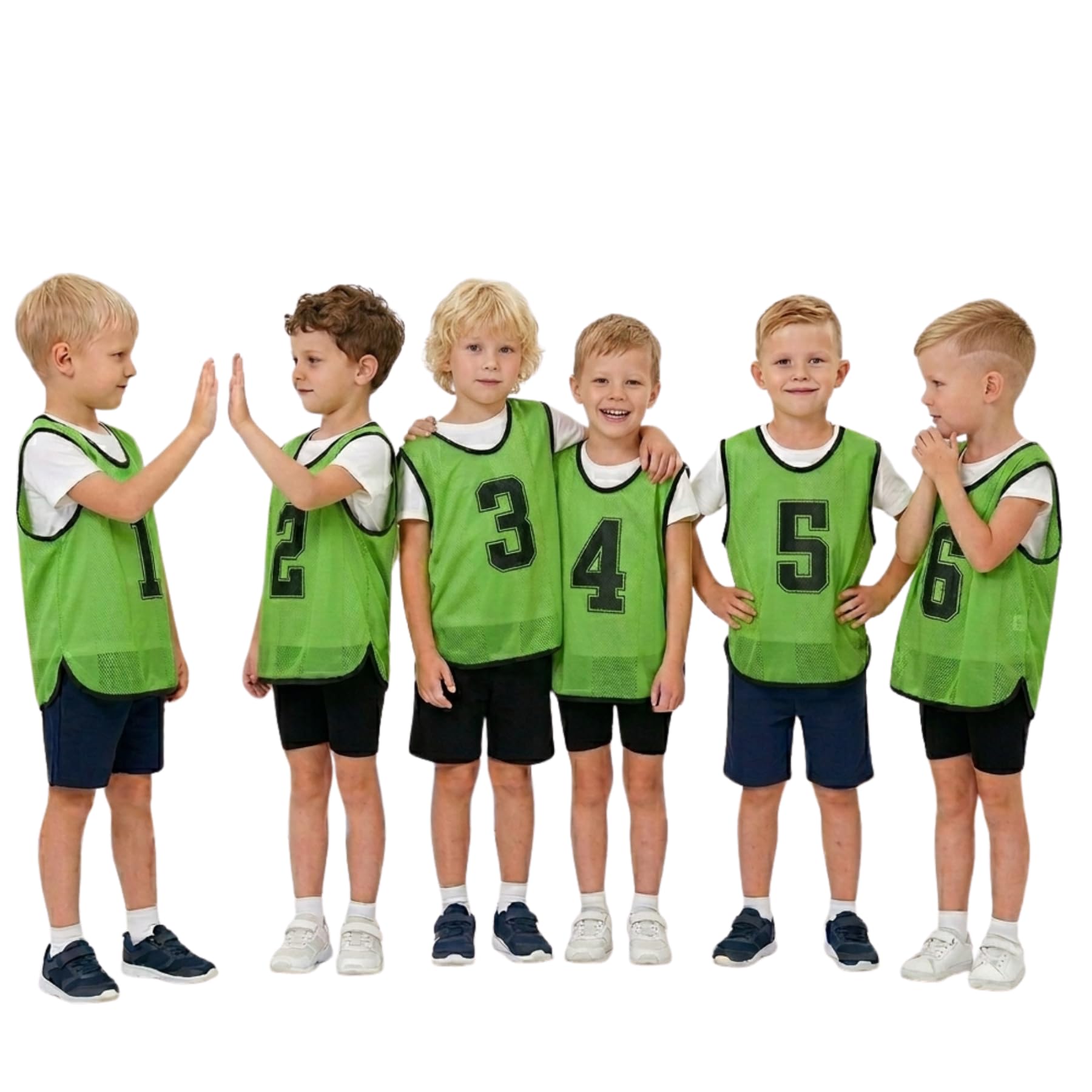 A2Z 6 Pack Training Bibs Sports Vests Comfortable Breathable - Sports Bibs 762 Green XL/2XL