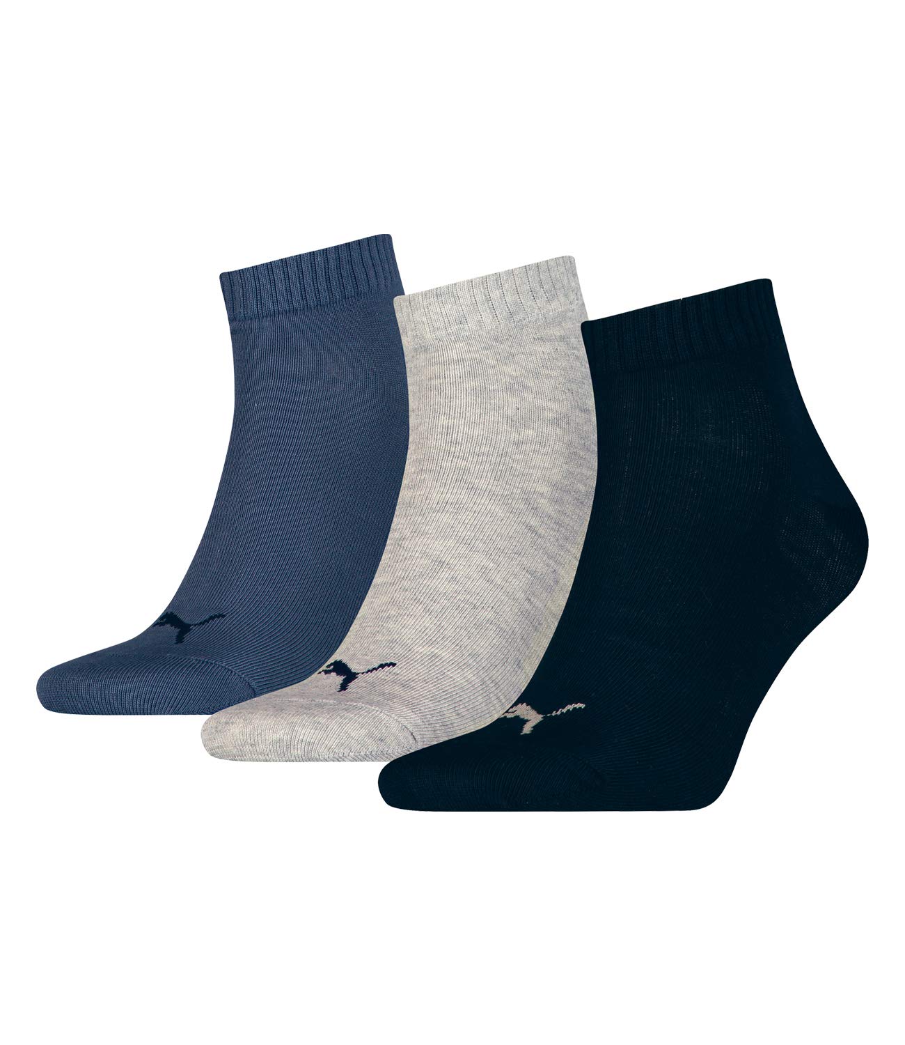 PUMA Unisex Puma Unisex 3p Quarter Plain Sock, Multicoloured (Navy/Grey/Nightshadow Blue), 2.5-5 UK, 271080001532035