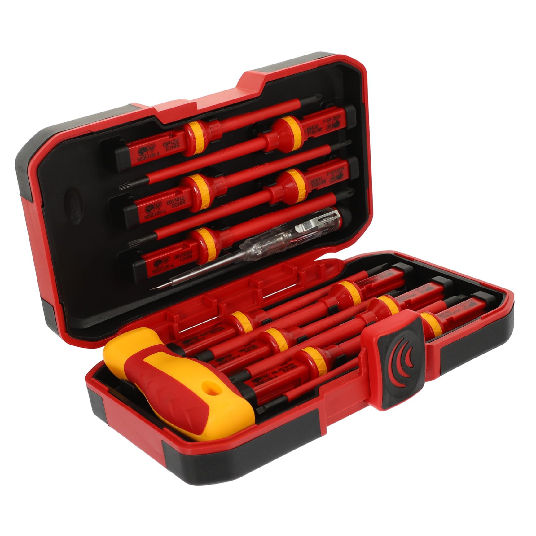 Set di 13 Cacciaviti Isolati Alta Tensione Fino a 1000v in Acciaio Vanadio Punte Magnetiche Pozidriv a Stella Custodia per Elettricista Professionale