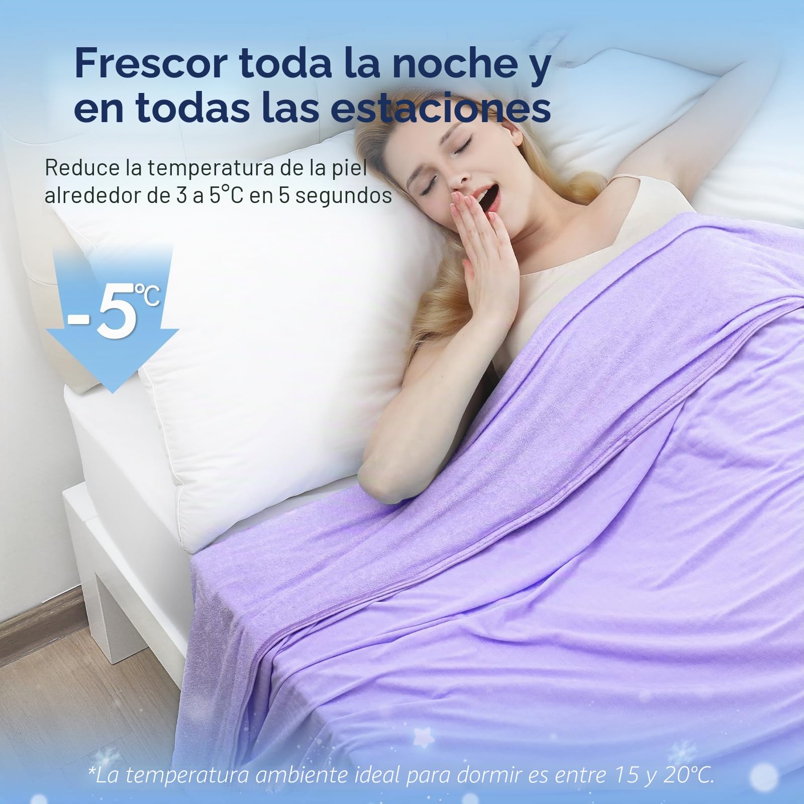 Avoalre Manta Verano con Fibra de Enfriamiento Japonesa ARC-Chill, Q-MAX 0.3, Ambos Lados Súper Suave Transpirable, Antiestática Ayudar a Dormir, para Cama Sofá Coche Viaje, 200 * 220CM, Púrpura