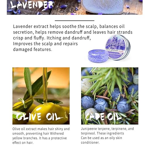 Miniatura 4 de Barra de champú para cabello gris, barra de champú de lavanda para cabello gris, champú orgánico natural y acondicionador para cabello adelgazante