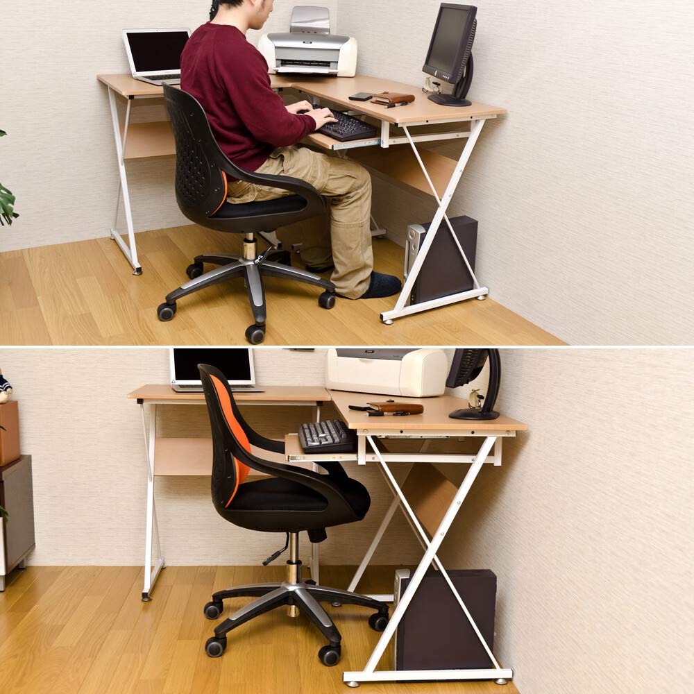 Amazon | パソコンデスク コーナー PC デスク L字 レイアウトフリー