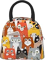 Vista 13 de Fiokroo Lonchera aislada con estampado a cuadros blancos y negros y negros, bolsa de almuerzo reutilizable para escuela, trabajo, universidad