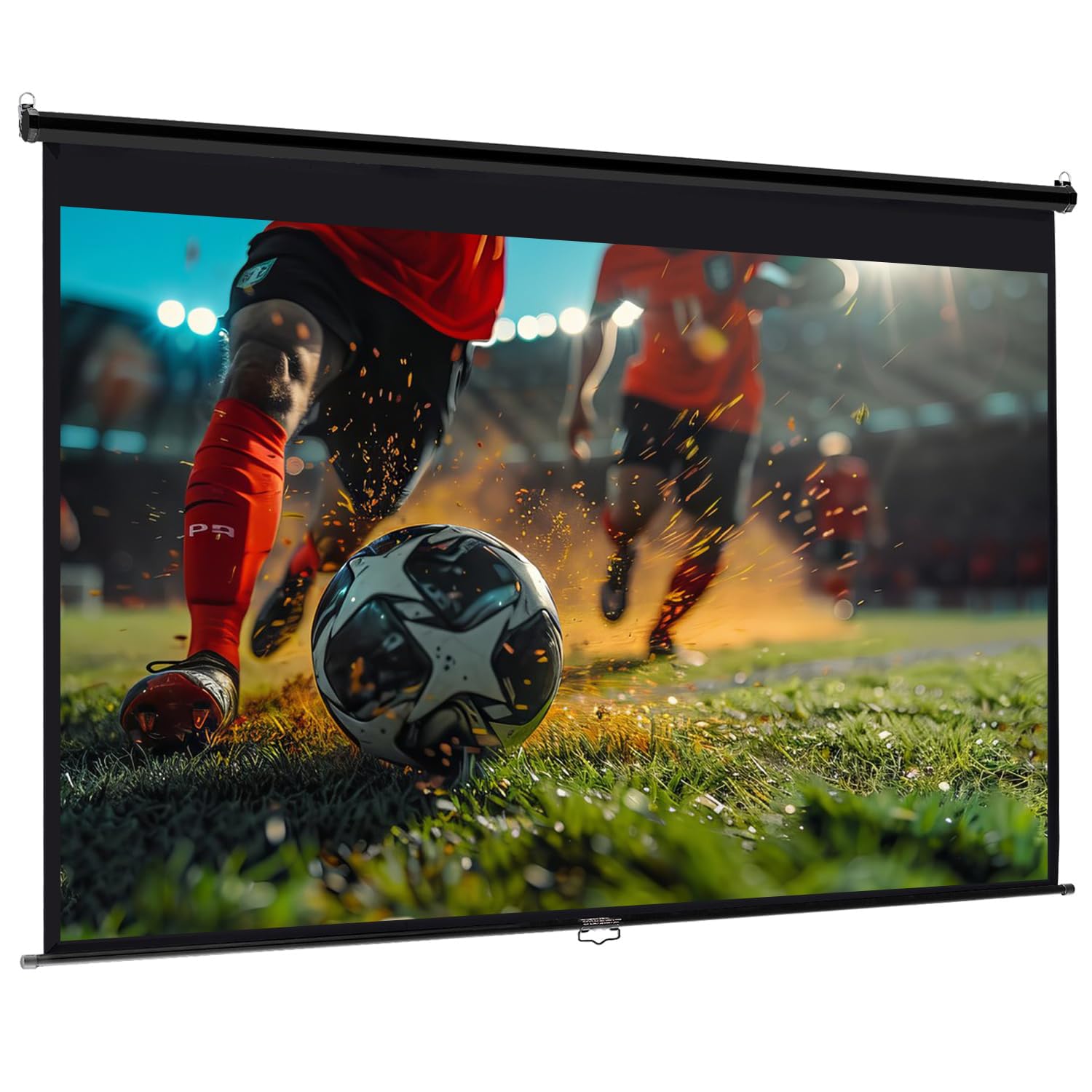 INMOZATA Leinwand Beamer Rollo 146cm, Bild 133 x 75 cm(60 Zoll), Format 16:9, Deckenmontage & Wandmontage Projektor Leinwand für Heimkino Büro Treffen Schule Präsentationen-Schwarz Gehäuse
