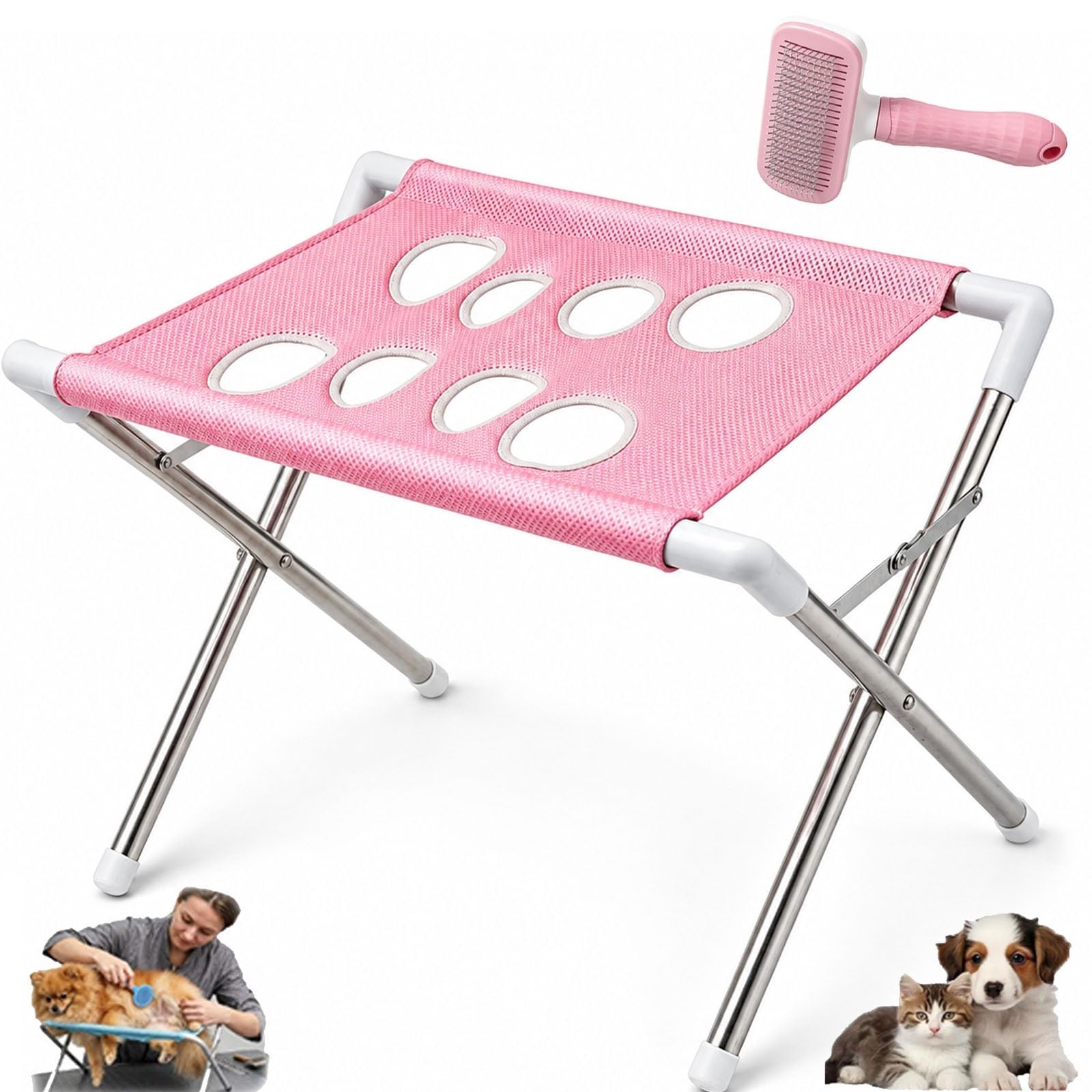 Tavolo da Toelettatura per Cani Pieghevole, Supporto per Toelettatura | Superficie in Rete Traspirante, Stazione da Bagno Portatile per Cani e Gatti, Ideale per Taglio Unghie
